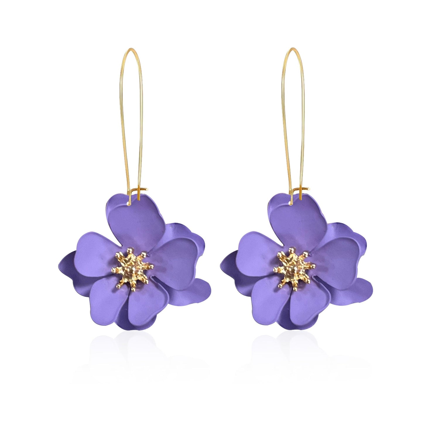 Bohemian Daisy Flower Matte Floral Long Petal Drop Dangle Earrings Layered Tiered for Women Chic Boho Wedding Jewelry