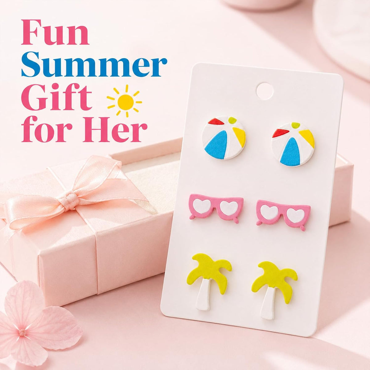 Trendy Fun Summer Earrings for Women Acrylic Floral Beach Earrings Set Cute Vacation Tropical Hawaiian Earrings Beachy Flower Earrings for Women Dangling
