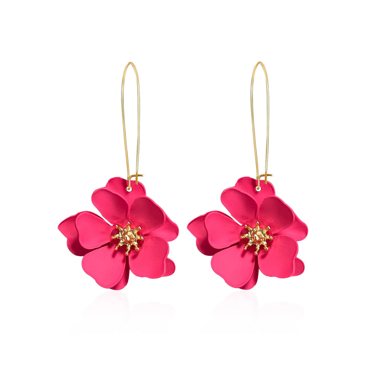 Bohemian Daisy Flower Matte Floral Long Petal Drop Dangle Earrings Layered Tiered for Women Chic Boho Wedding Jewelry