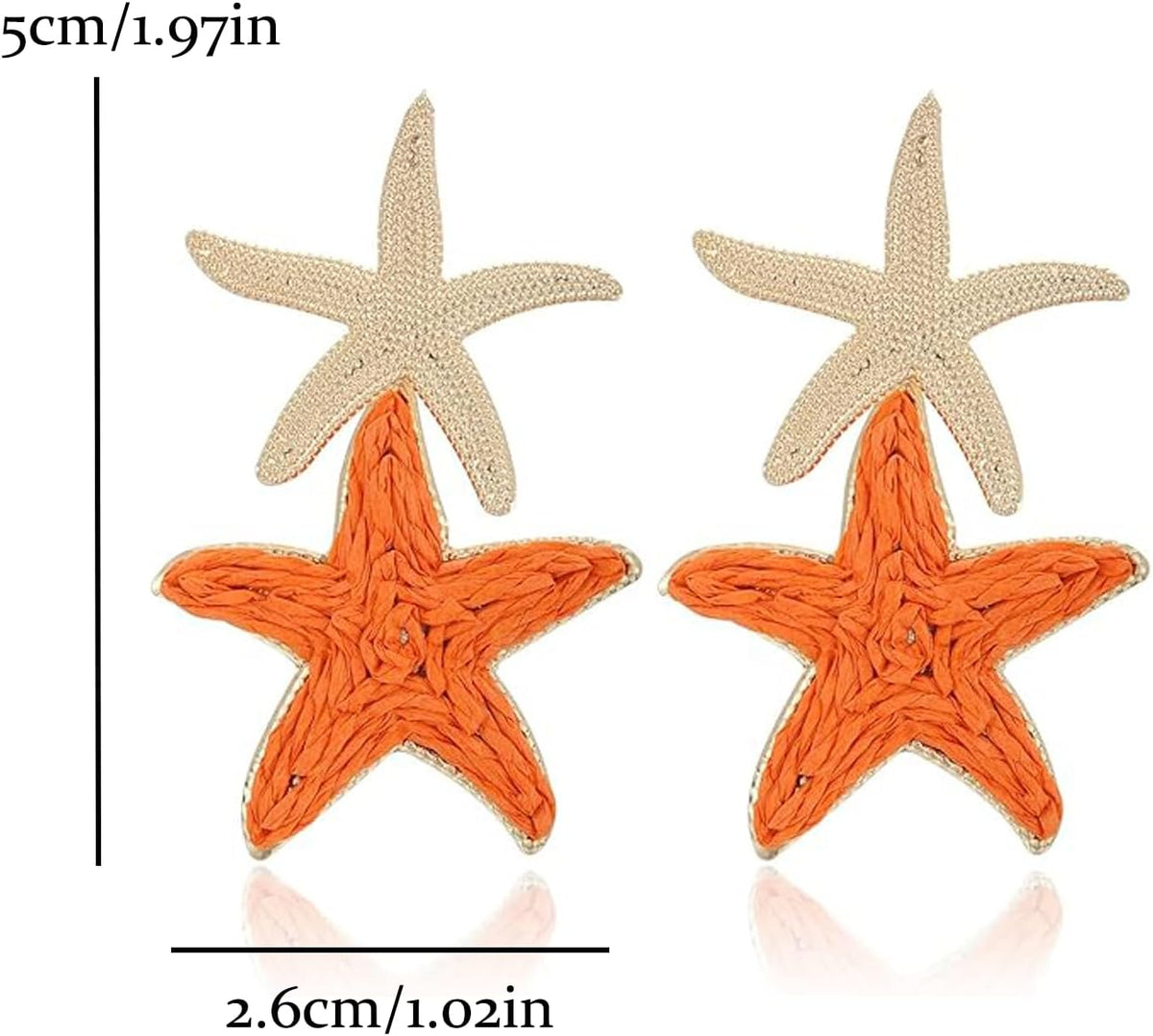 Raffia Starfish Earrings for Women Gold White Starfish Dangle Earrings Raffia Straw Statement Drop Earring Boho Summer Tropical Vacation Earring Beach Jewelry