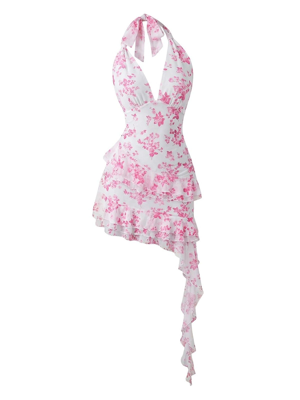 Verdusa Women's Y2k Halter Mini Dress Sexy Asymmetrical Concert Dresses | Tropical Dresses for Women, Going Out Dresses, Wedding Guest Dress, Floral Dress, Mesh Dress