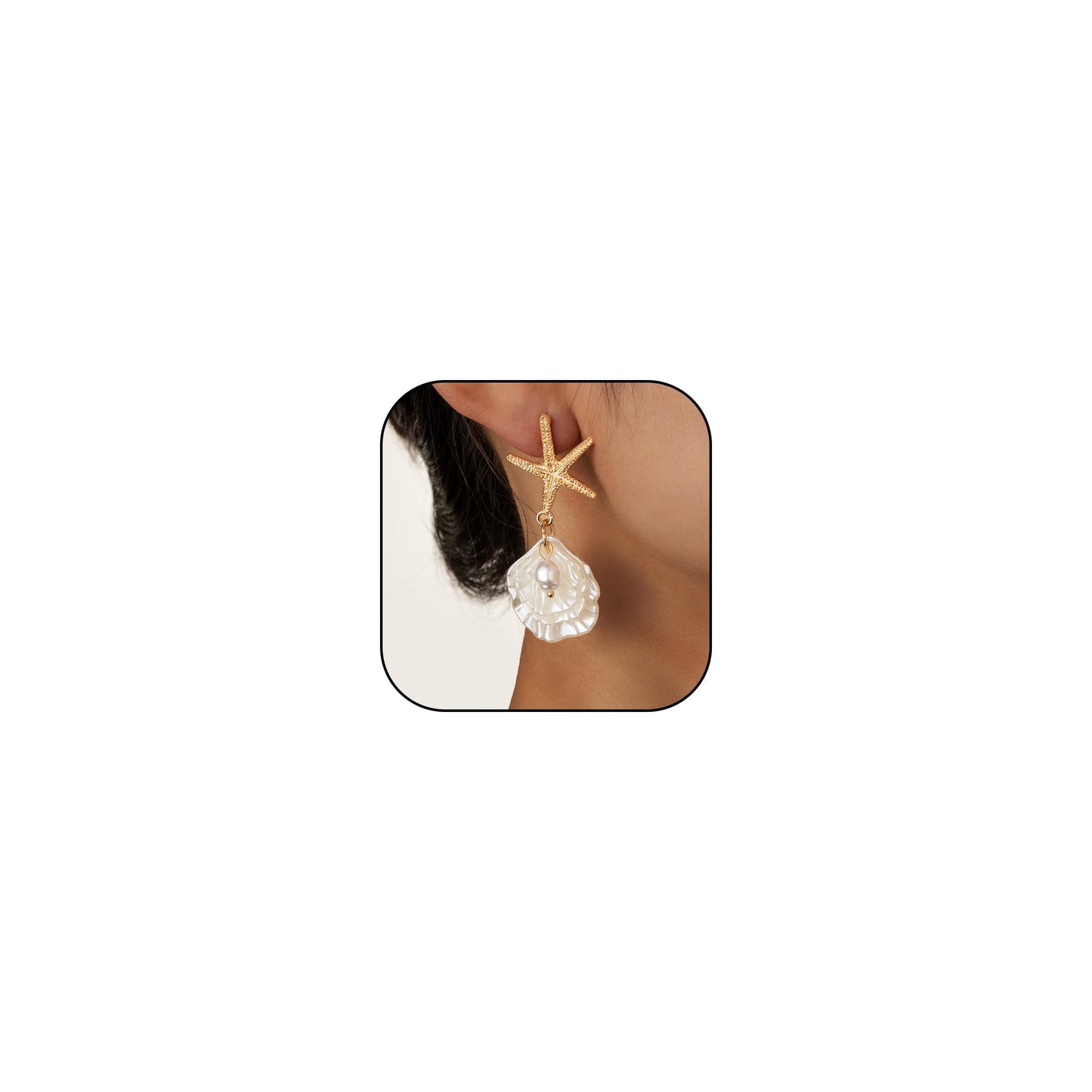 Starfish Shell Earrings for Women Ocean Beachy Jewelry for Tropical Vacation Outfits Beach Accessories Coastal Chic Aesthetics Summer Party Jewelry 2026 Beach Vacation Clothes Dresses Accessories