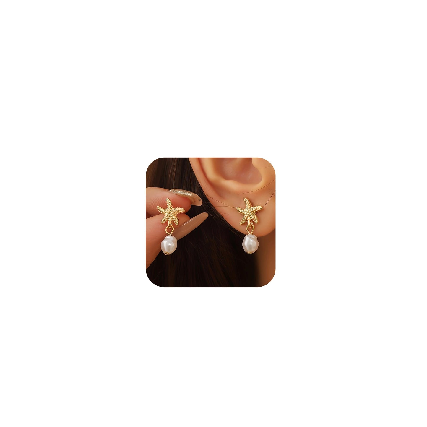 Starfish Earrings Beach Jewelry for Women Seashell Pearl Drop Earrings Summer Accessories Tropical Vacation Outfits Beach Vacation Clothes Dresses