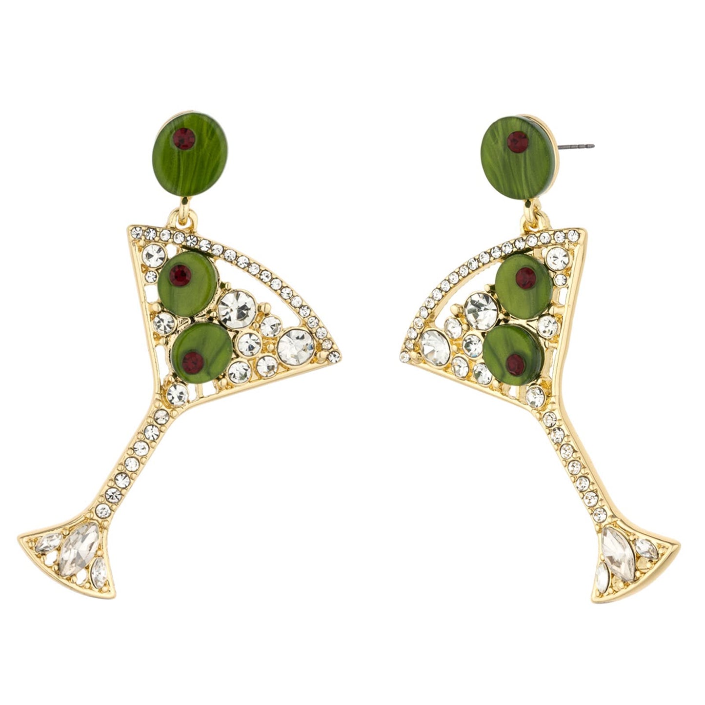 Cute Dangle Earrings for Women | Trendy Fun Statement Cocktail Earrings Rhinestone Epoxy Pearls Stones Martini Bloody Mary Mojito Lemonade Jewelry for Women