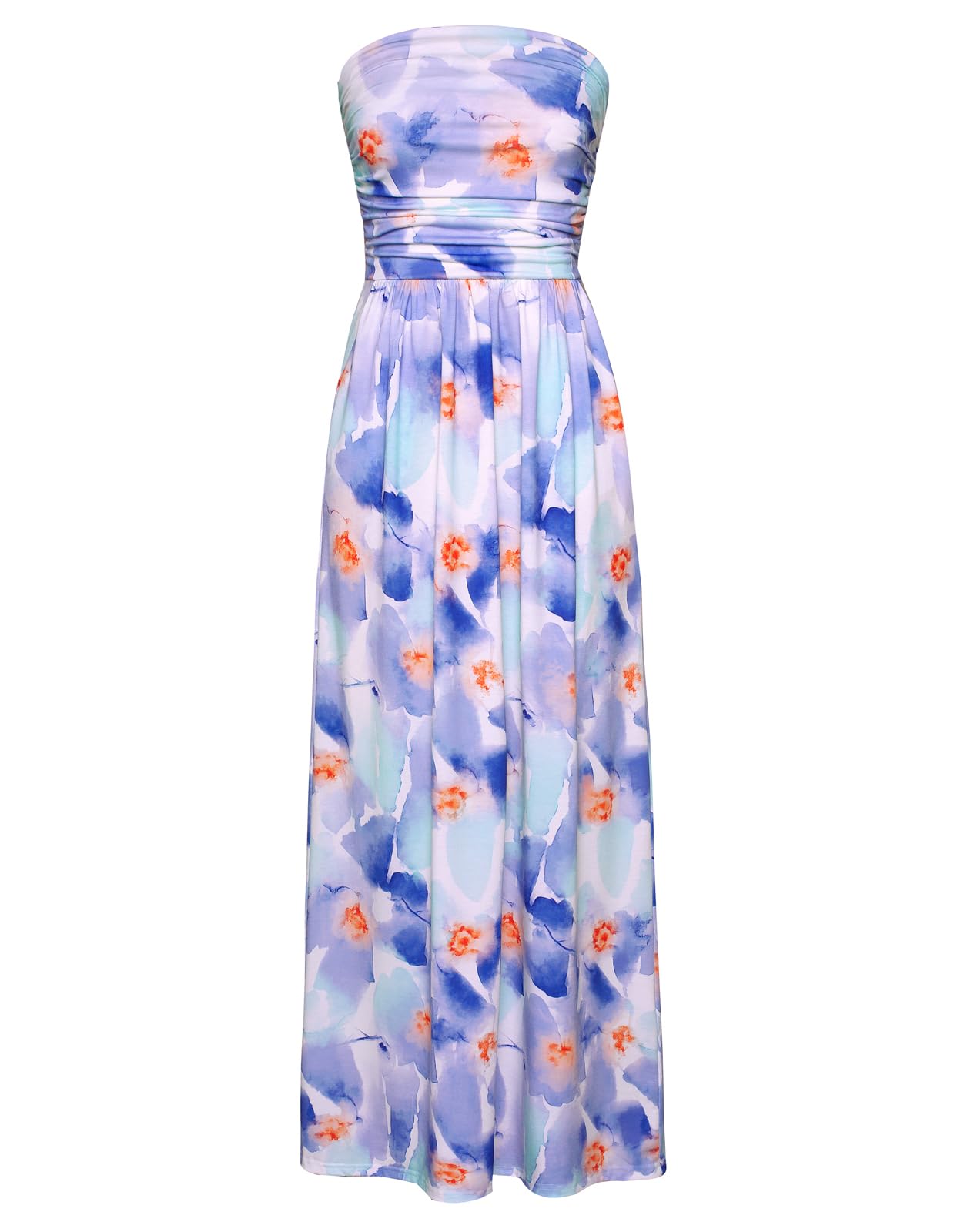 GRACE KARIN Women Strapless Dress Casual Loose Ruched Long Maxi Dress with Pockets