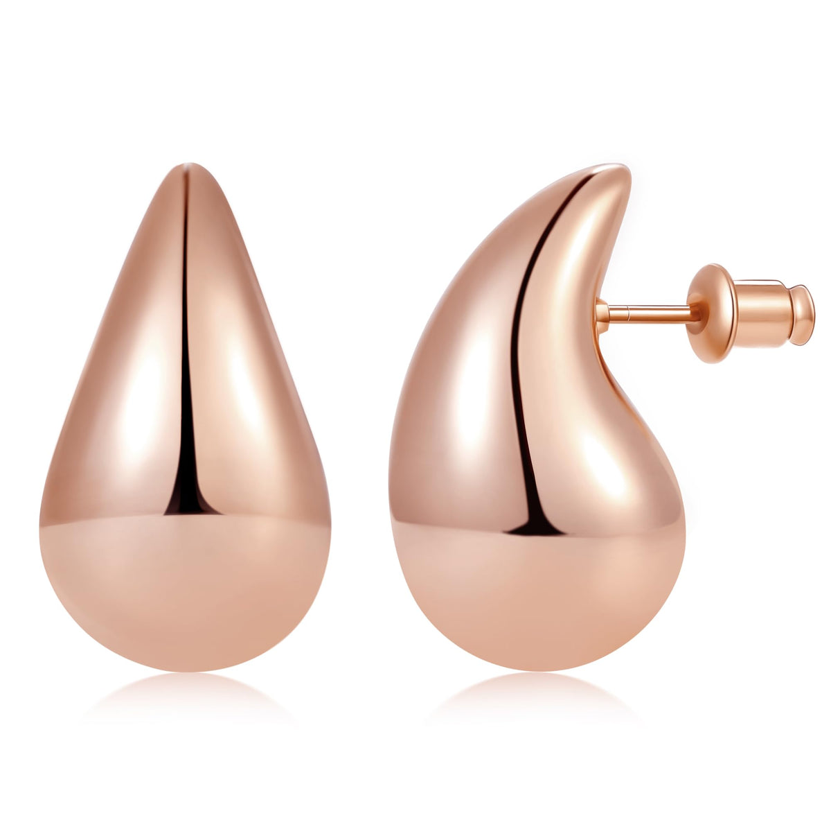 Teardrop Earrings for Women, 14K Gold Plated Chunky Drops | Hypoallergenic Chunky Drop Earrings with 925 Sterling Silver Post, Lightweight Puffy Teardrop Design, Jewelry Gift for Women