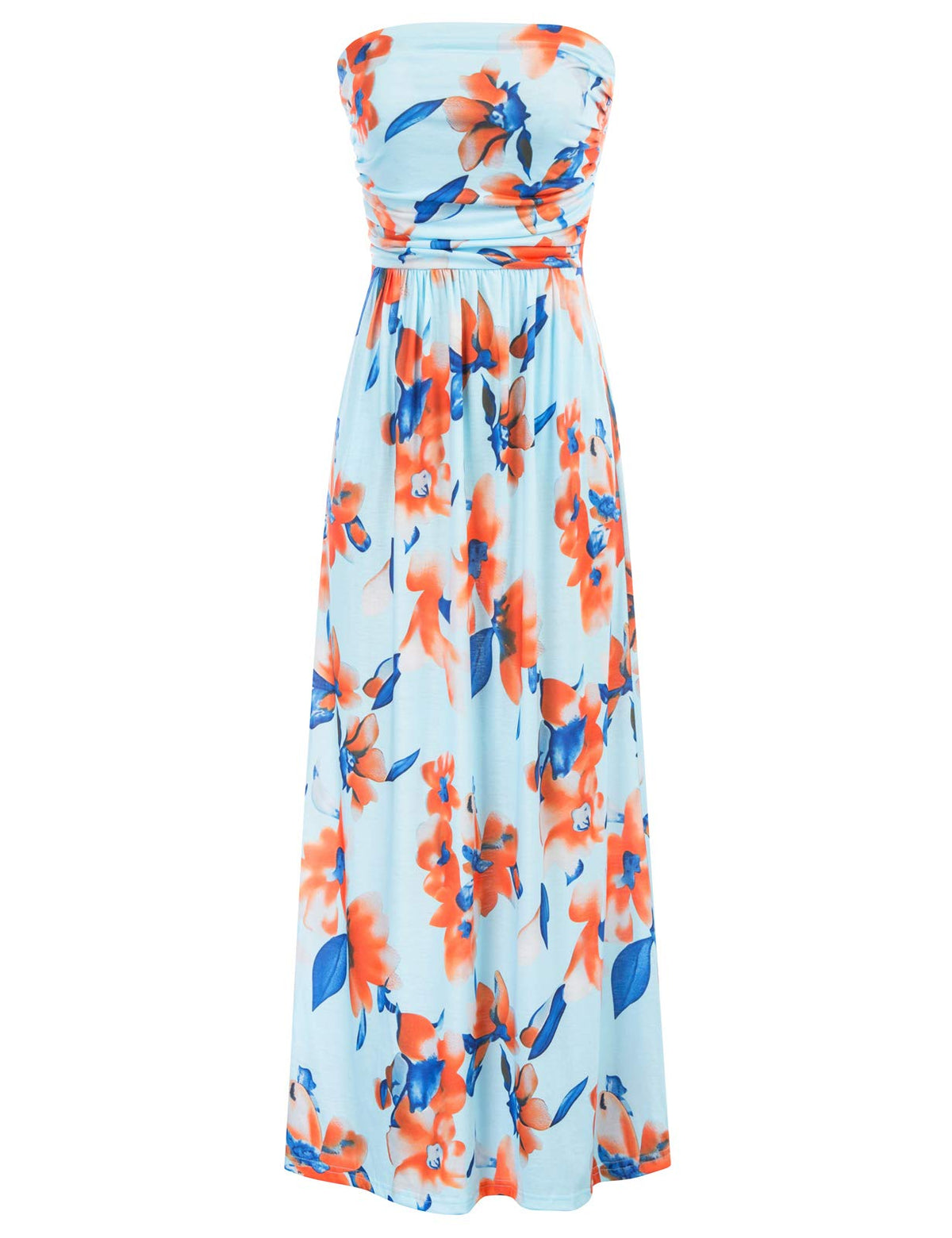 GRACE KARIN Women Strapless Dress Casual Loose Ruched Long Maxi Dress with Pockets
