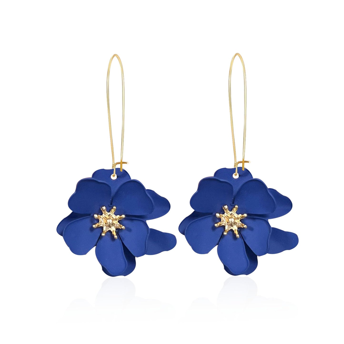 Bohemian Daisy Flower Matte Floral Long Petal Drop Dangle Earrings Layered Tiered for Women Chic Boho Wedding Jewelry