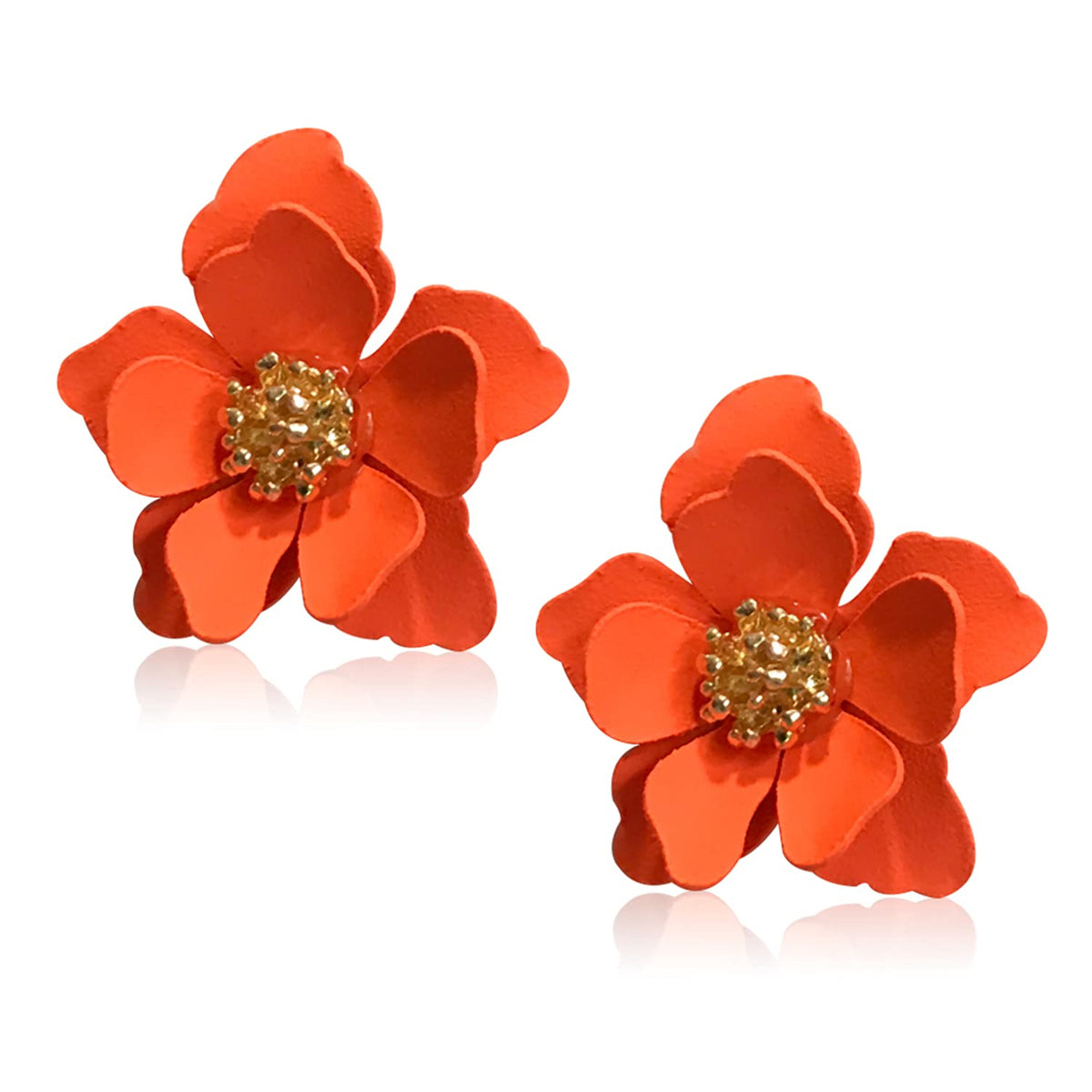Boho Flower Stud Earrings with White Pearl - Daisy Dangle Drop Earrings with Gold Flower Bud