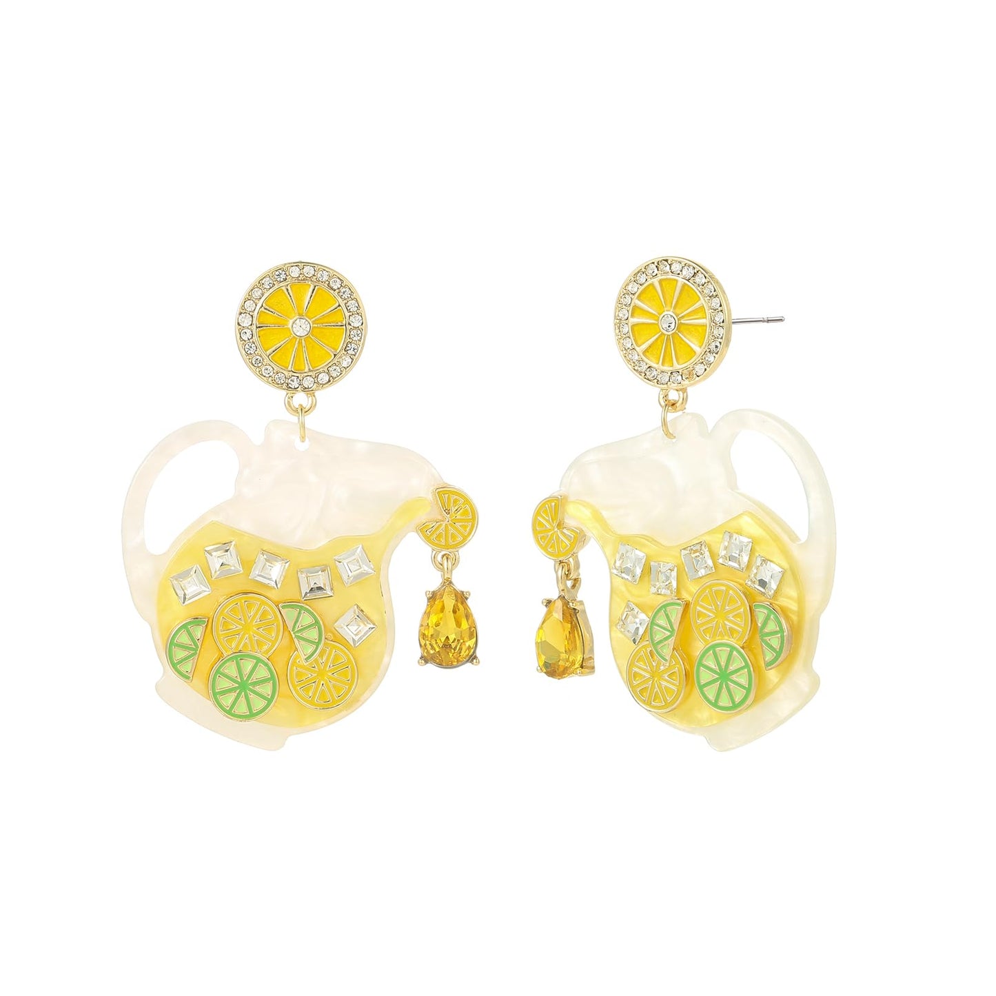 Cute Dangle Earrings for Women | Trendy Fun Statement Cocktail Earrings Rhinestone Epoxy Pearls Stones Martini Bloody Mary Mojito Lemonade Jewelry for Women