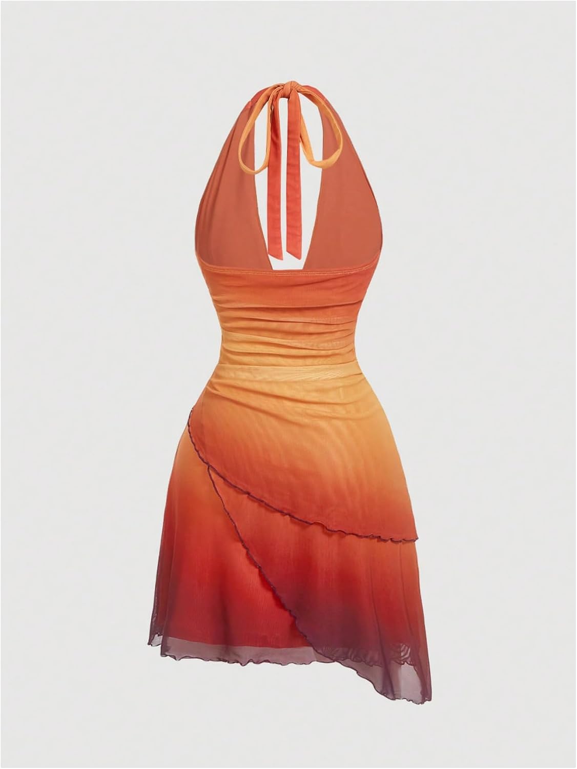SOLY HUX Women's Halter Mini Sunset Dresses Ombre Beach Summer Dress | Backless, Deep V Neck, Tequila Sunrise Dress, Tropical Outfit