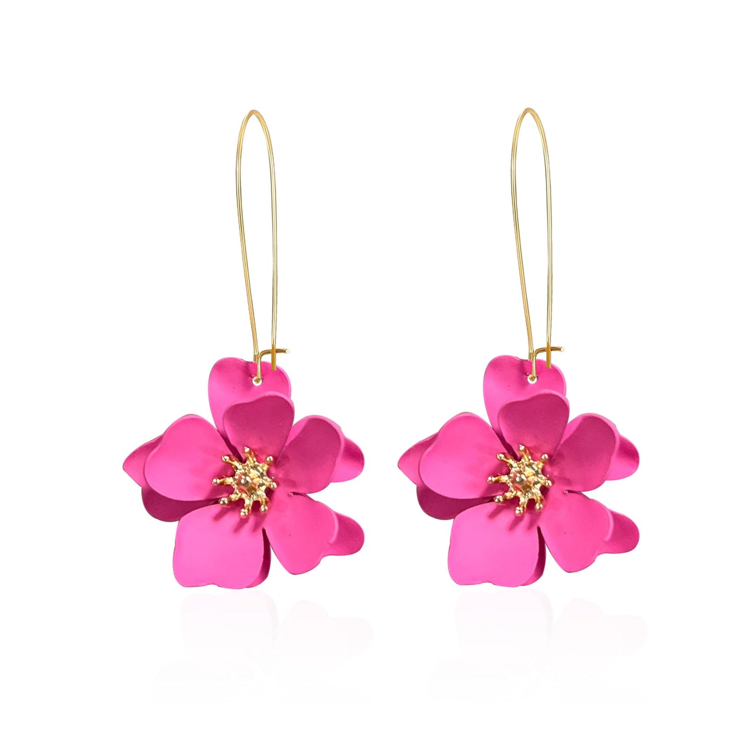 Bohemian Daisy Flower Matte Floral Long Petal Drop Dangle Earrings Layered Tiered for Women Chic Boho Wedding Jewelry