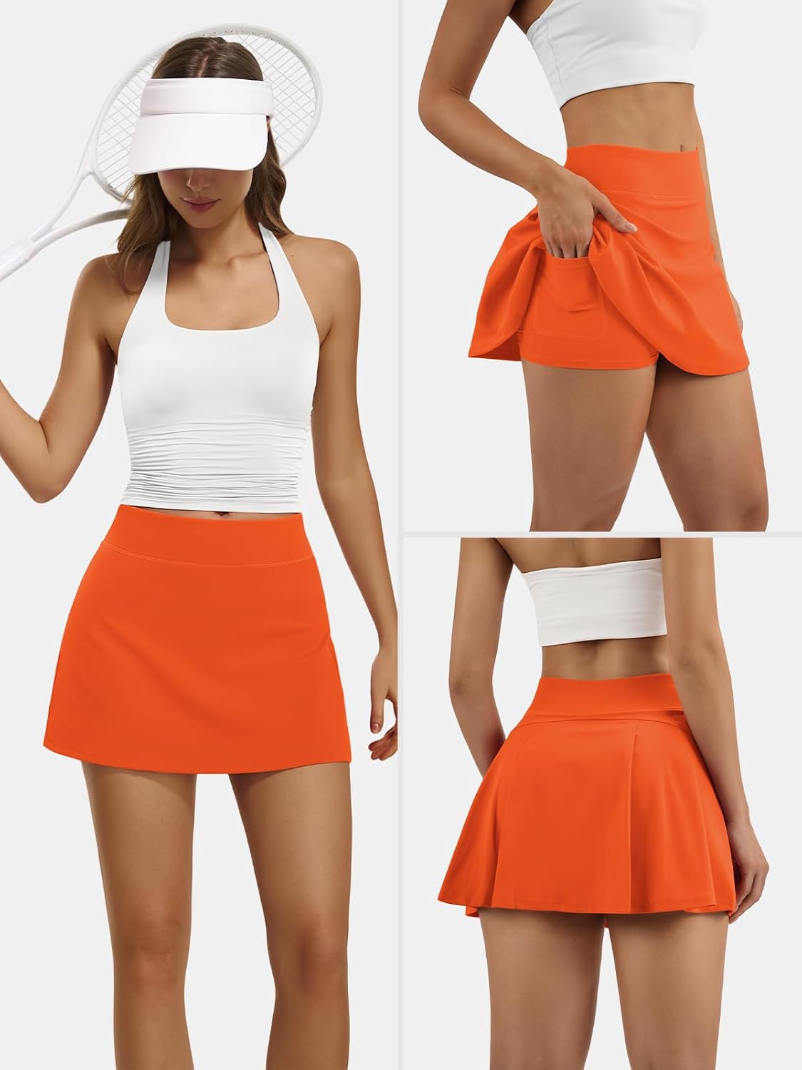 Women Tennis Skirt Golf Skorts Athletic Pickleball Outfits 2026 | High Waisted with Pockets Inner Shorts Sport Workout Pleated Active