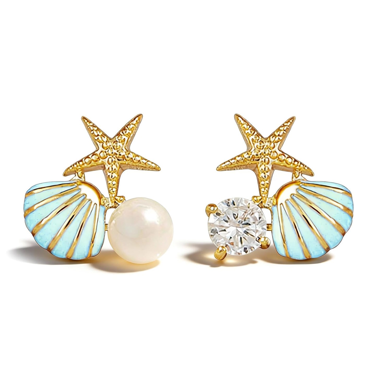 Starfish Earrings Beach Jewelry for Women Seashell Pearl Drop Earrings Summer Accessories Tropical Vacation Outfits Beach Vacation Clothes Dresses