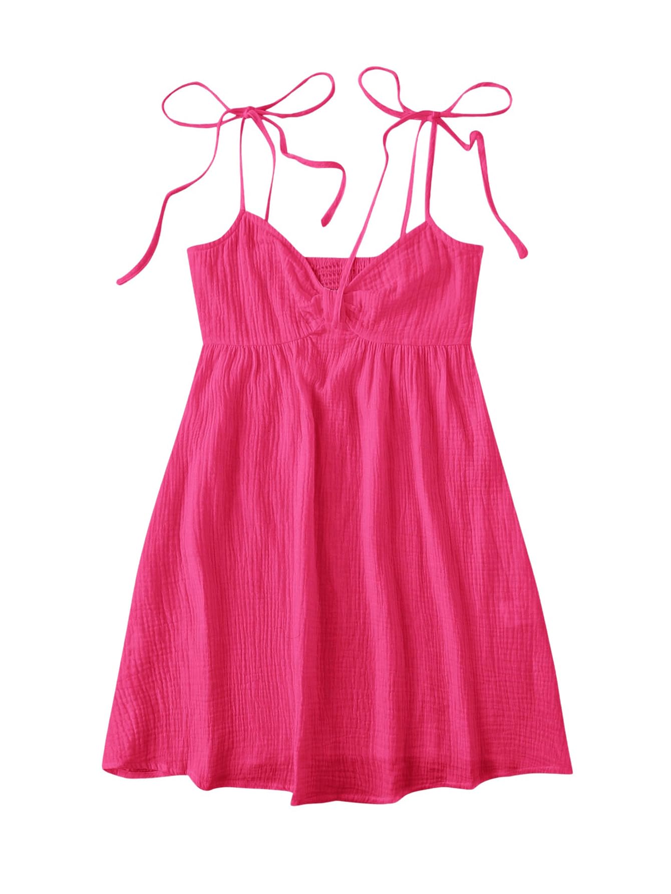 SOLY HUX Women's Summer Mini Sun Dress Cami Tie Shoulder Babydoll Dresses | A Line, Y2k, Cute, Casual, Babydoll Dresses