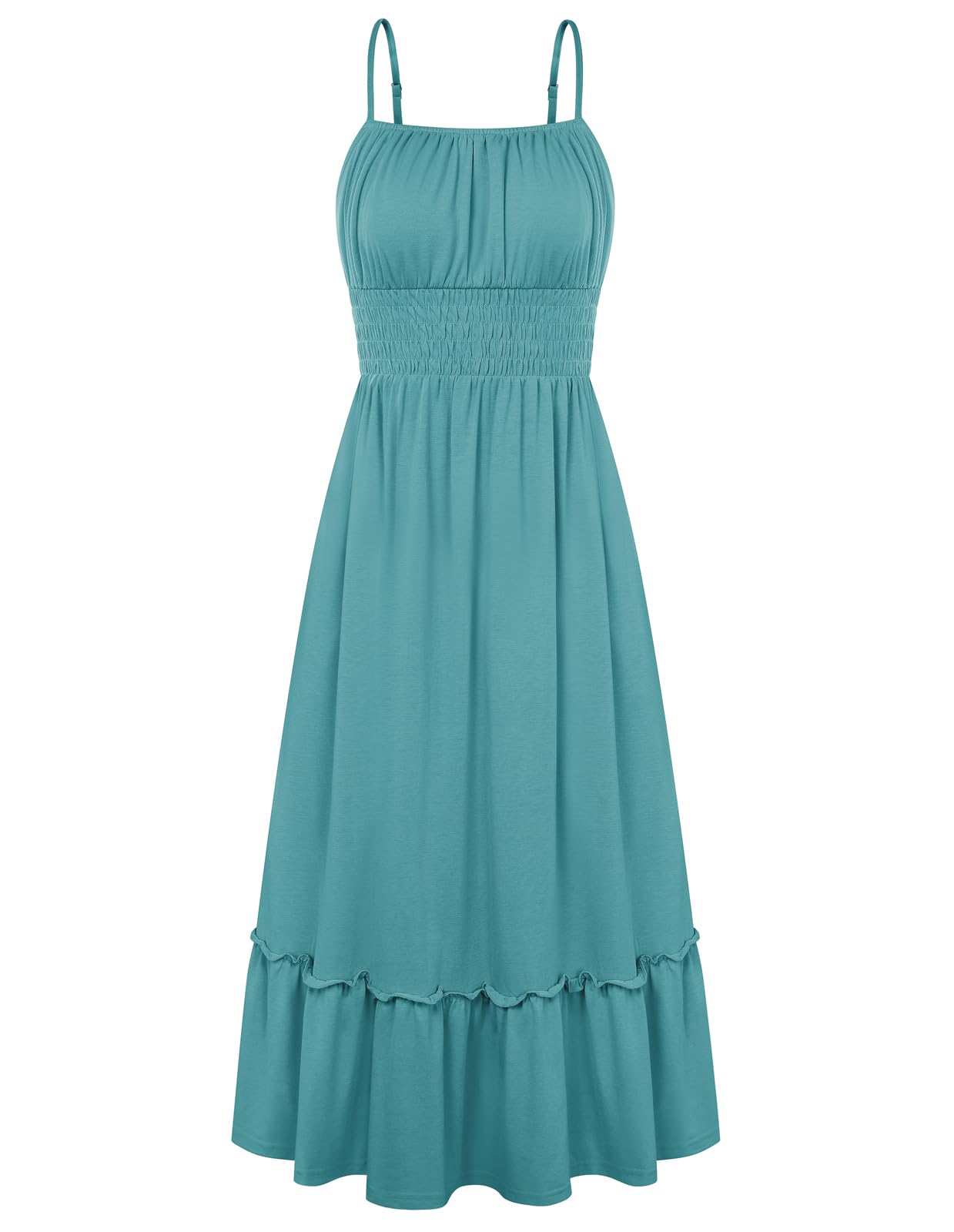 GRACE KARIN Women's Summer Maxi Dresses 2026 Beach Vacation Dress | Casual, Smocked Waist, Spaghetti Strap, Sleeveless, Boho Sundress With Pockets, Trendy Fashion Outfits