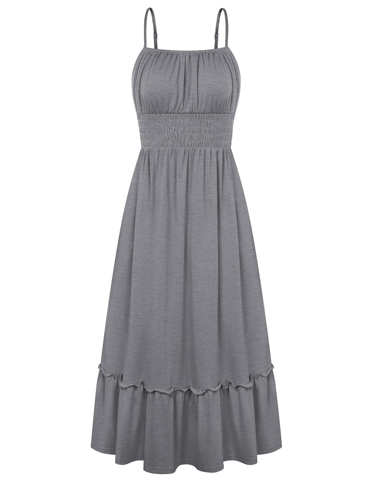 GRACE KARIN Women's Summer Maxi Dresses 2026 Beach Vacation Dress | Casual, Smocked Waist, Spaghetti Strap, Sleeveless, Boho Sundress With Pockets, Trendy Fashion Outfits