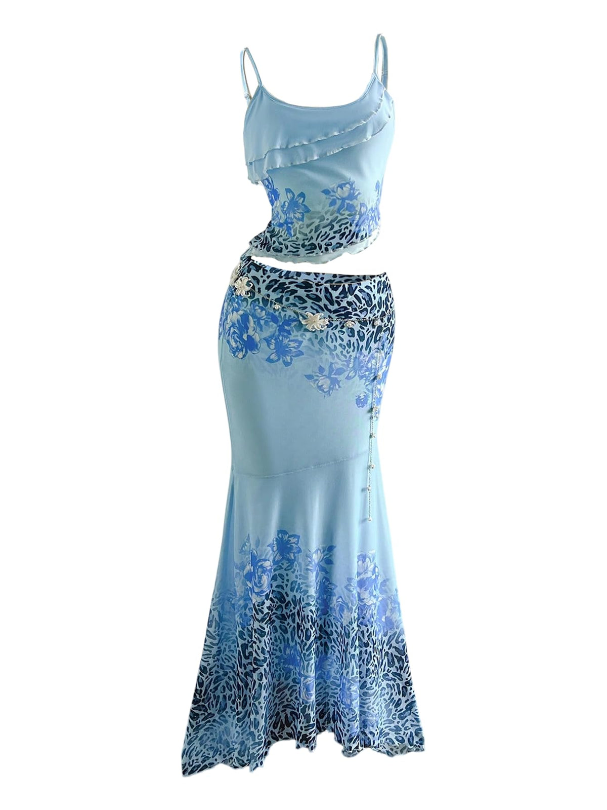 Verdusa Women's Skirt Sets 2 Piece Outfits Cami Top and Maxi Skirt Beach Vacation Spring Break