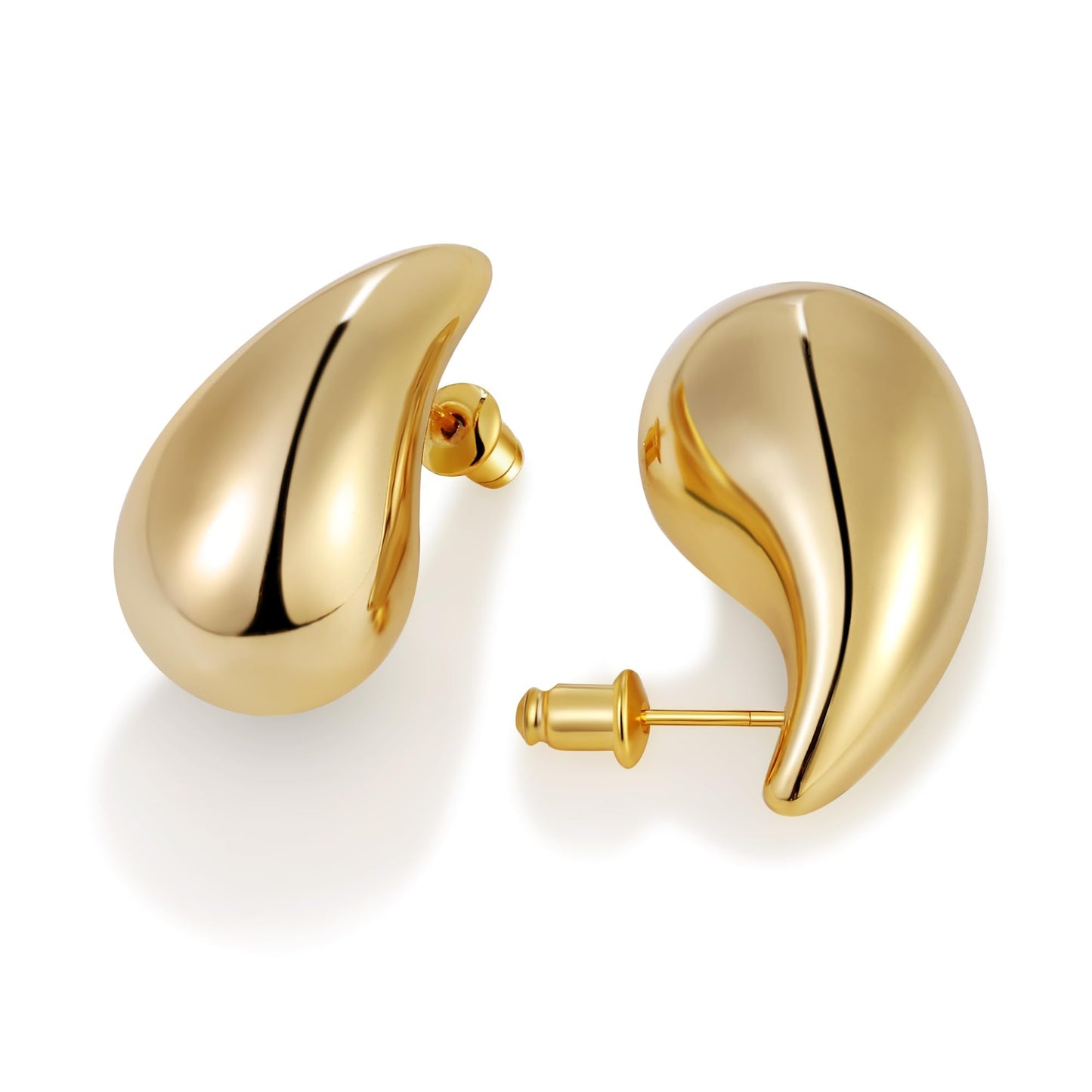 Teardrop Earrings for Women, 14K Gold Plated Chunky Drops | Hypoallergenic Chunky Drop Earrings with 925 Sterling Silver Post, Lightweight Puffy Teardrop Design, Jewelry Gift for Women