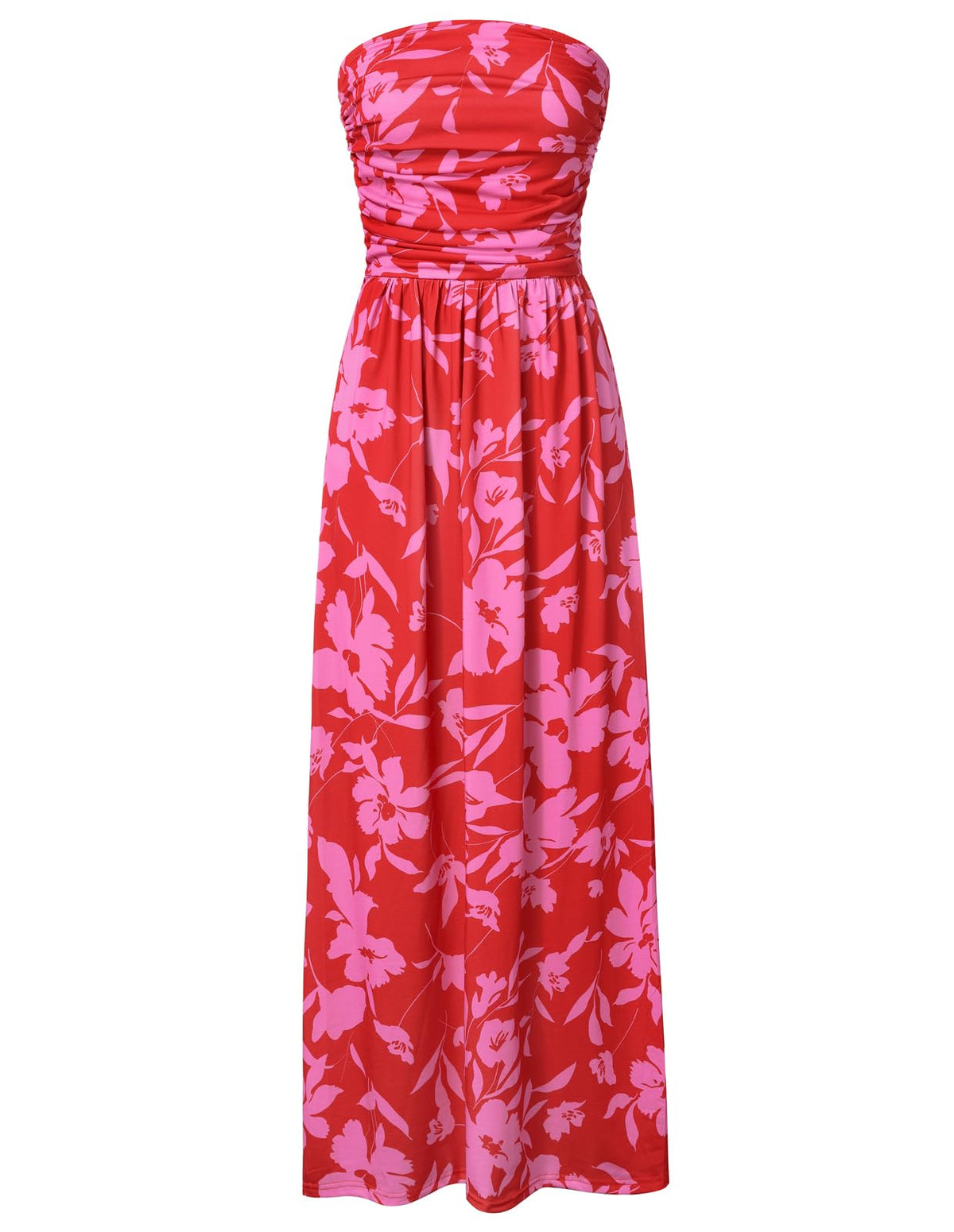 GRACE KARIN Women Strapless Dress Casual Loose Ruched Long Maxi Dress with Pockets