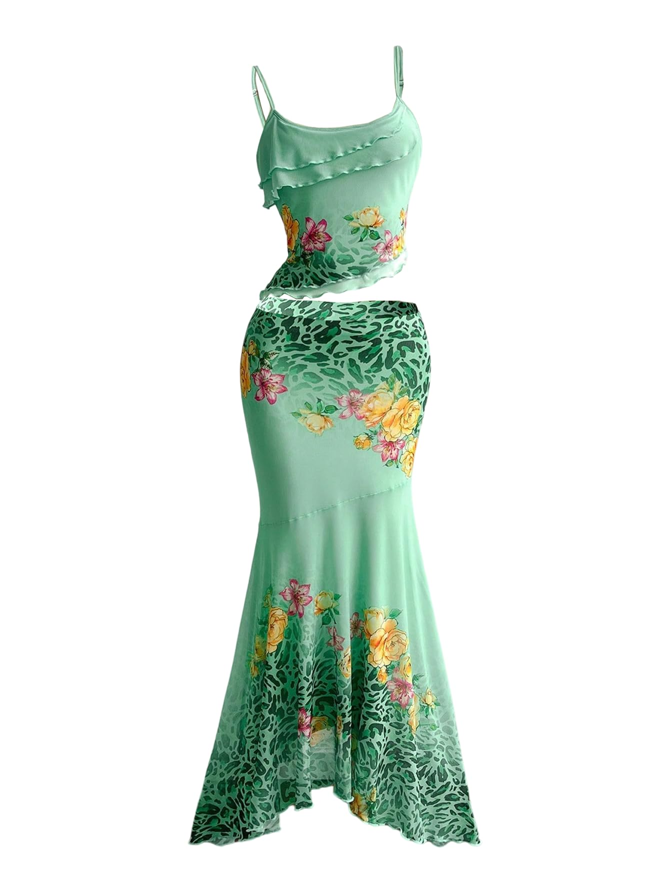 Verdusa Women's Skirt Sets 2 Piece Outfits Cami Top and Maxi Skirt Beach Vacation Spring Break