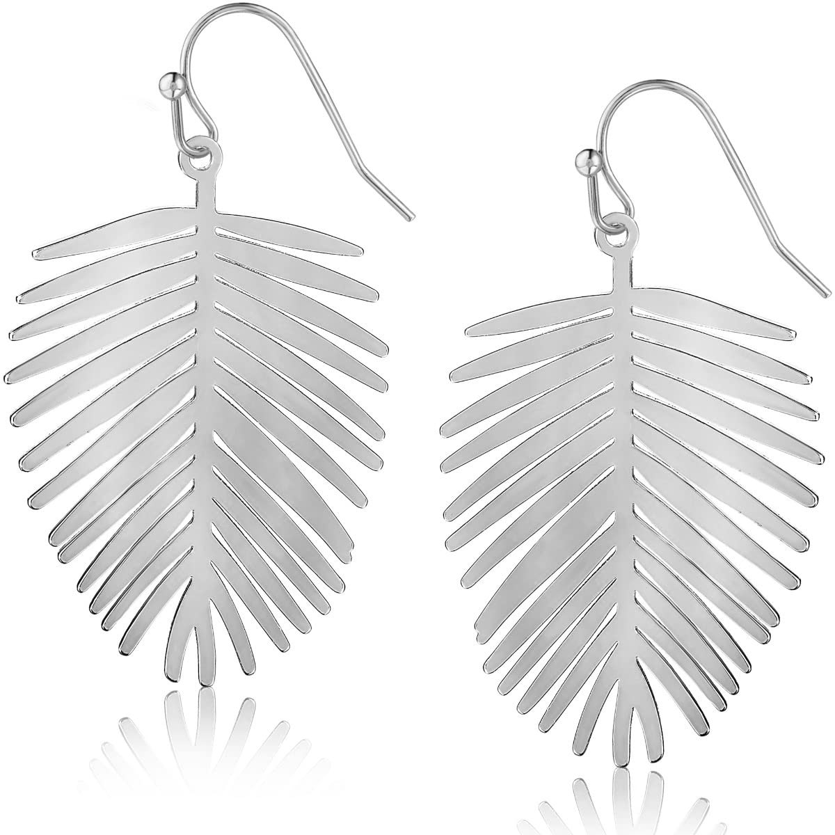 Palm Leaf Earrings for Women - Boho Tropical Dangle Earrings | Plated in Gold Tone or Silver Tone