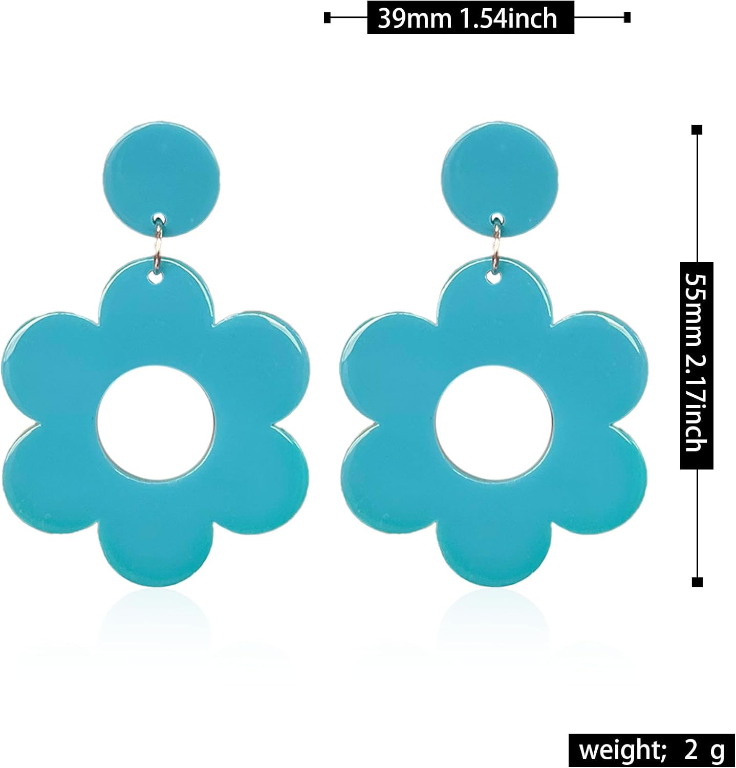 YUNXI Acrylic Flower Earrings Daisy Drop Dangle For Women Y2k Resin Floral Studs 60/70s Retro Flowers Earrings