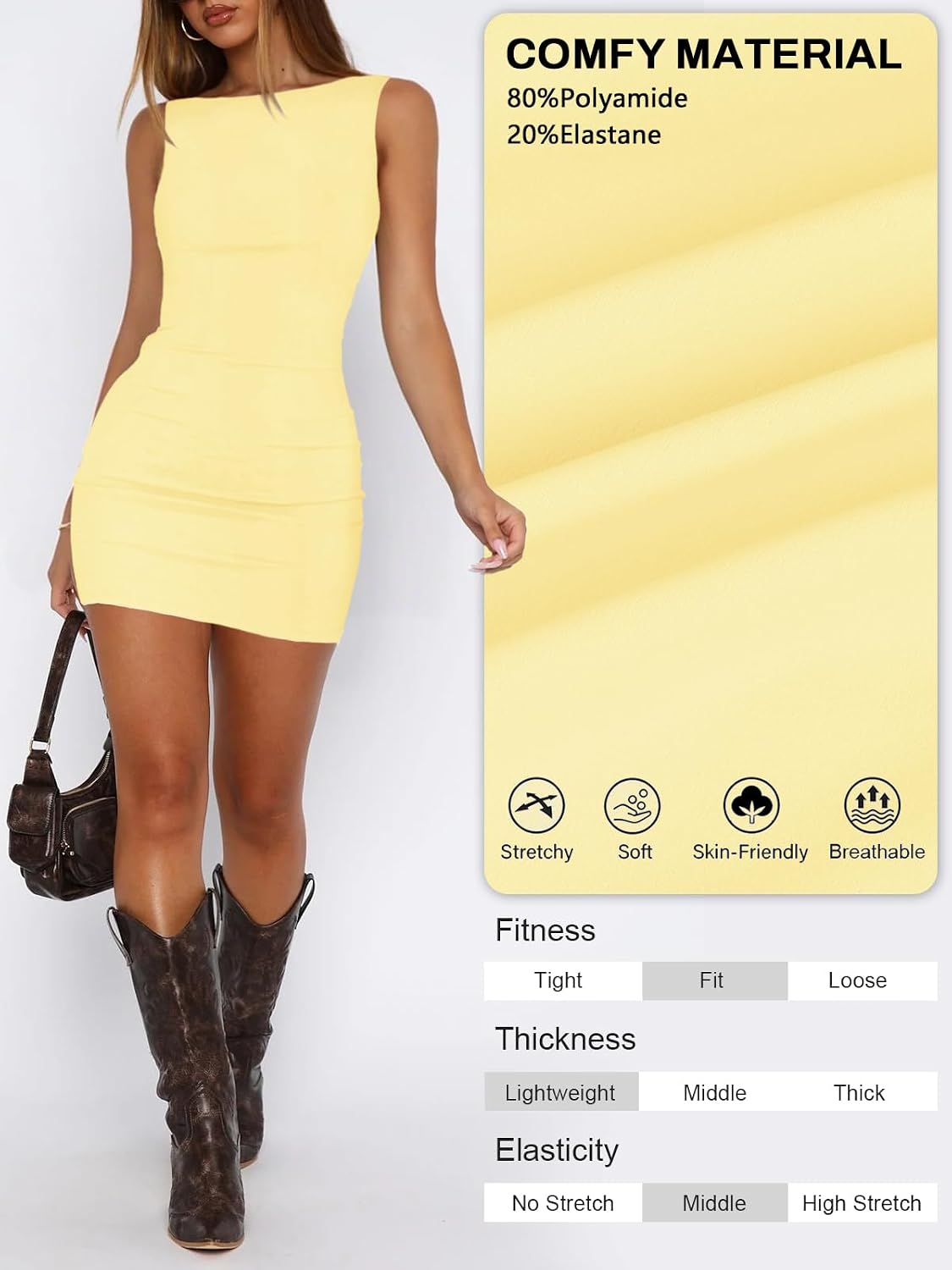 MIYIEONZ Women Backless Mini Dress Formal Short Wedding Guest Dresses | Boat Neck,Sleeveless,Open Back,Knotted,Fitted,Tight,Bodycon Mini Dresses,Sexy Casual,Spring Summer,Cocktail,Going Out Outfits