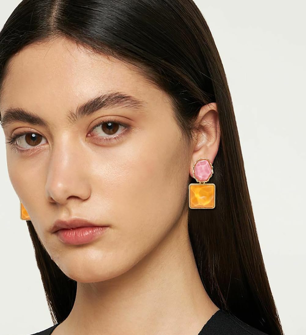 Acrylic Earrings for Women Asymmetrical Resin Dangle Drop Earrings Boho Water Ripple Earring