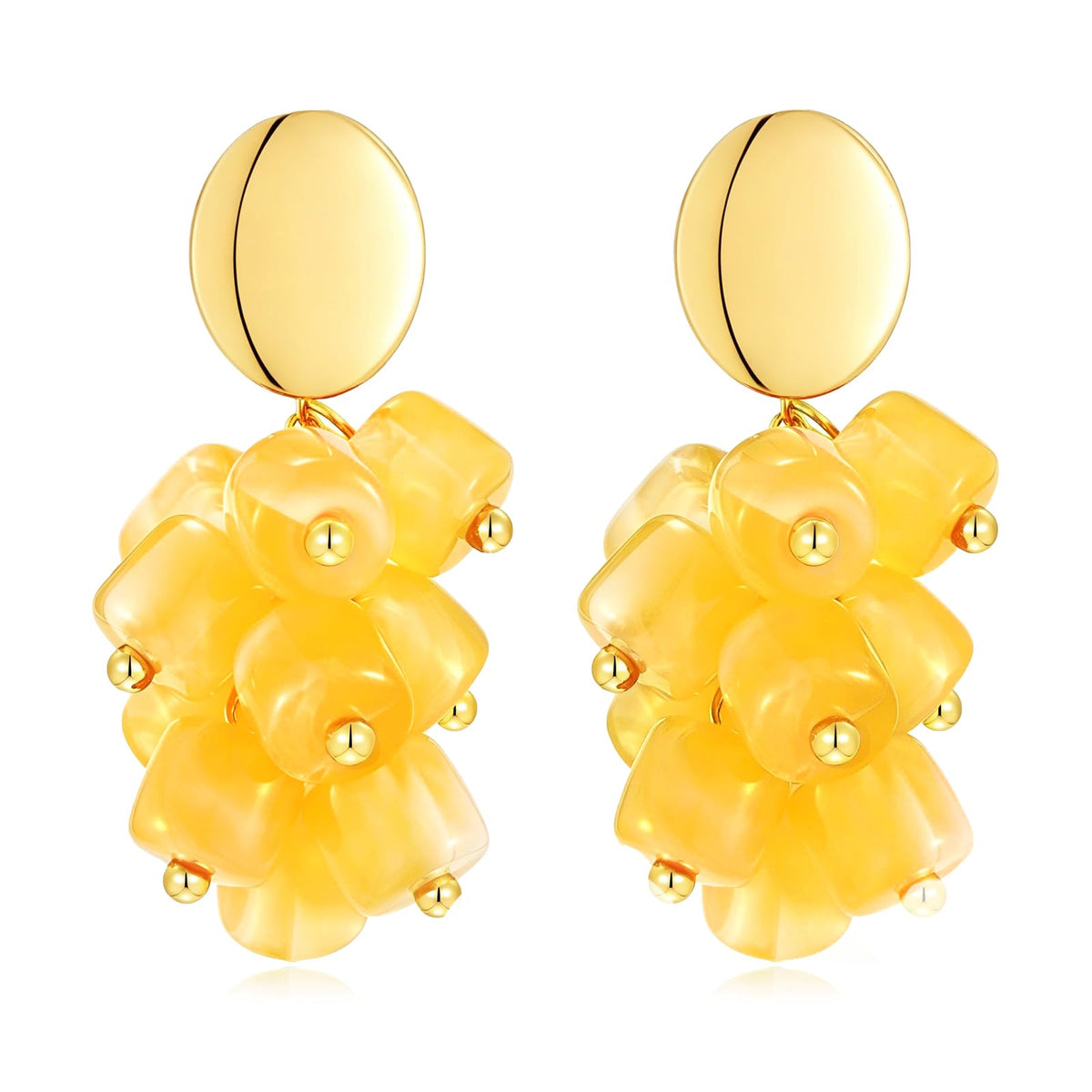 Lightweight Acrylic Bead Cluster Drop Statement Earrings for Women Summer Beach Vacation Dangle Boho Jewelry Gift
