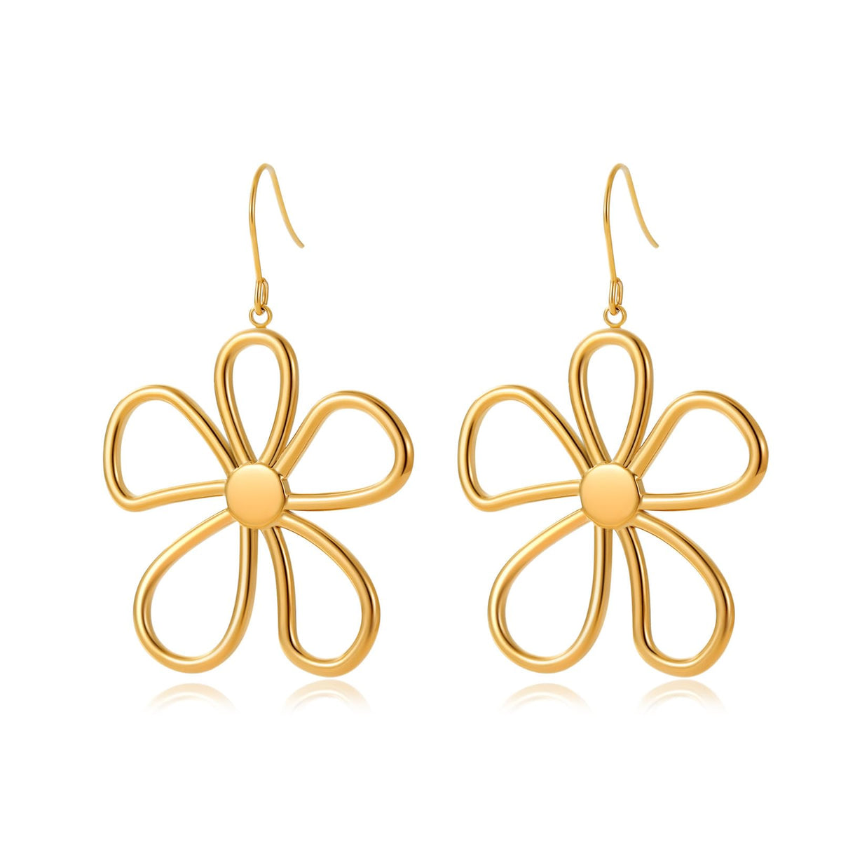 Gold Flower Statement Earrings for Women, Large Chunky Bohomian Summer Beach Floral Earring, Irregular Bold Exaggerated Earrings