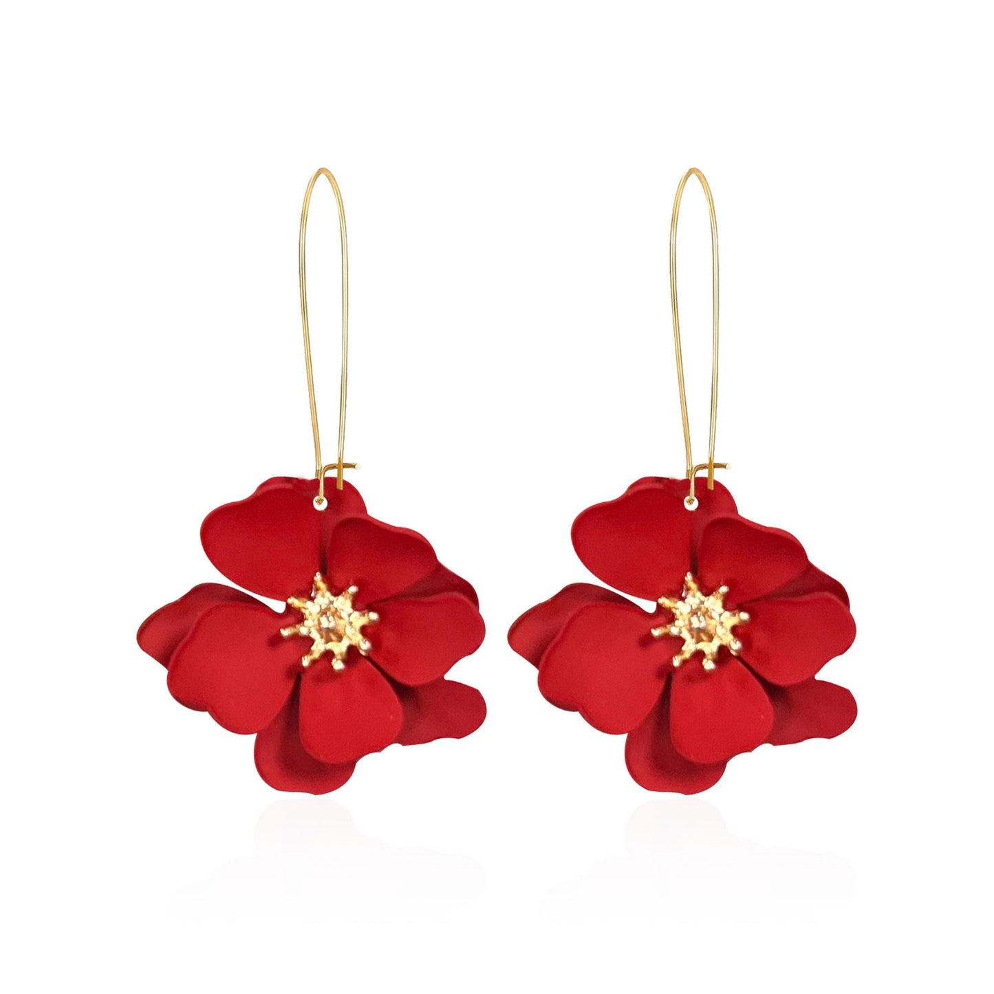 Bohemian Daisy Flower Matte Floral Long Petal Drop Dangle Earrings Layered Tiered for Women Chic Boho Wedding Jewelry