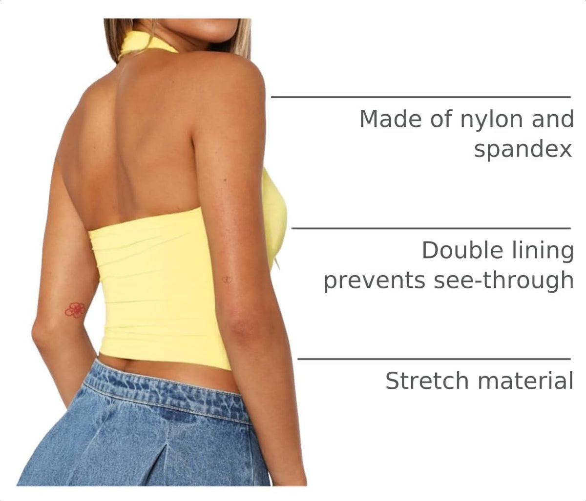 TiulZial Women Sexy Halter Neck Backless Tank Top Open Back Sleeveless Slim Fit Y2k Summer Tops
