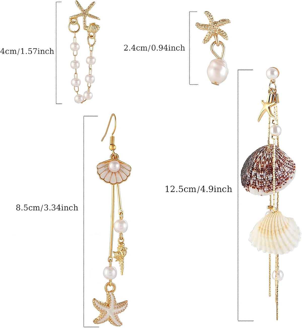 Boho Beach Earrings for Women Shell Seashell Starfish Ocean Dangle Earrings Set Summer Vacation Jewelry Tropical Beachy Accessories for Holiday