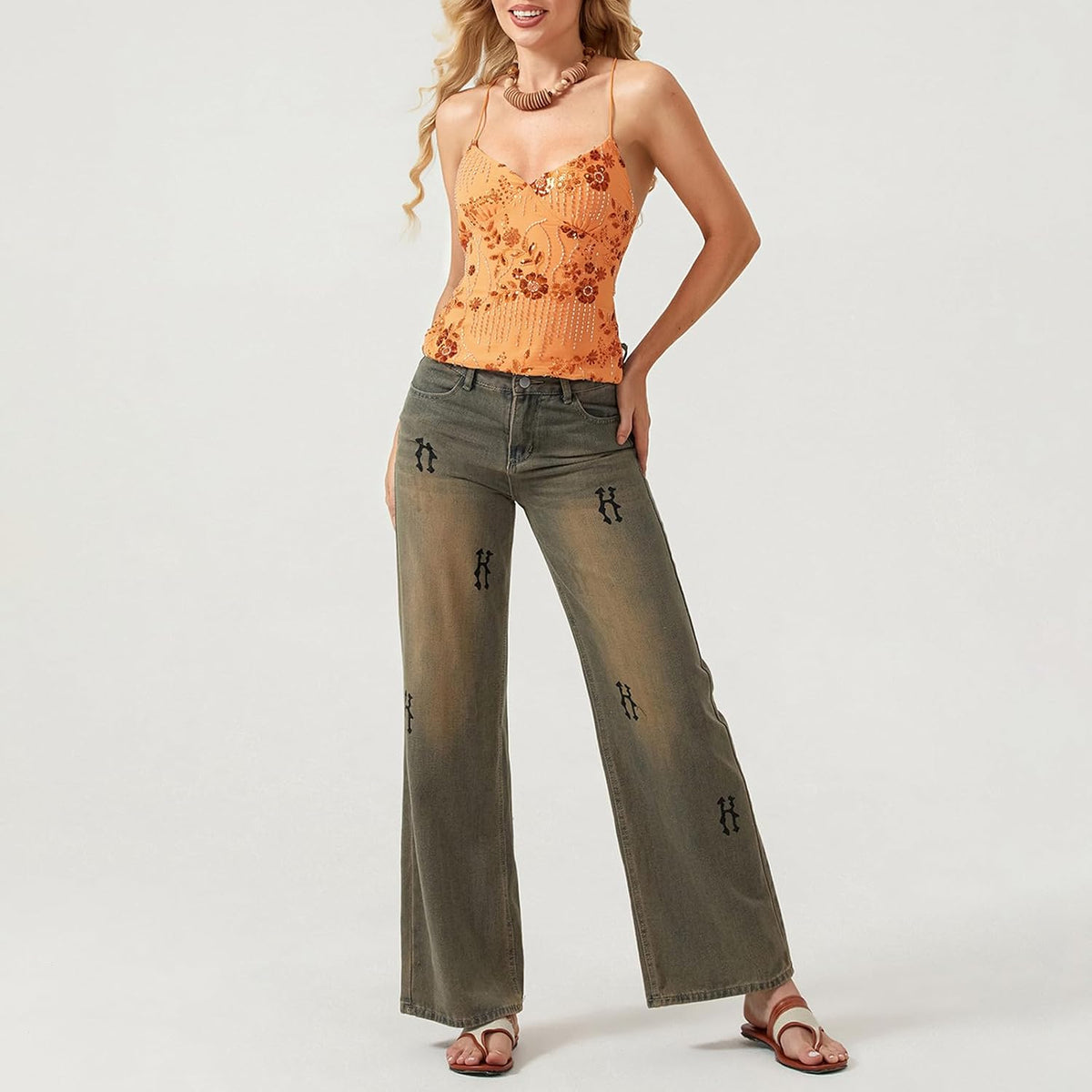 Amiblvowa Women's V Neck Sequin Cami Top