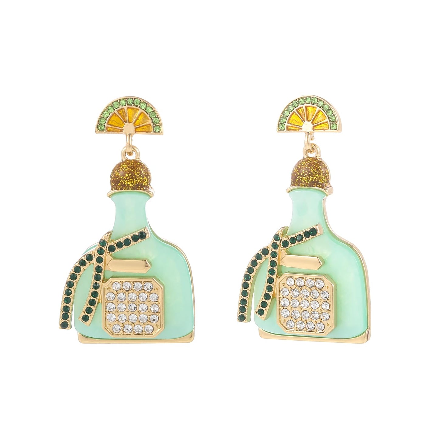 Cute Dangle Earrings for Women | Trendy Fun Statement Cocktail Earrings Rhinestone Epoxy Pearls Stones Martini Bloody Mary Mojito Lemonade Jewelry for Women