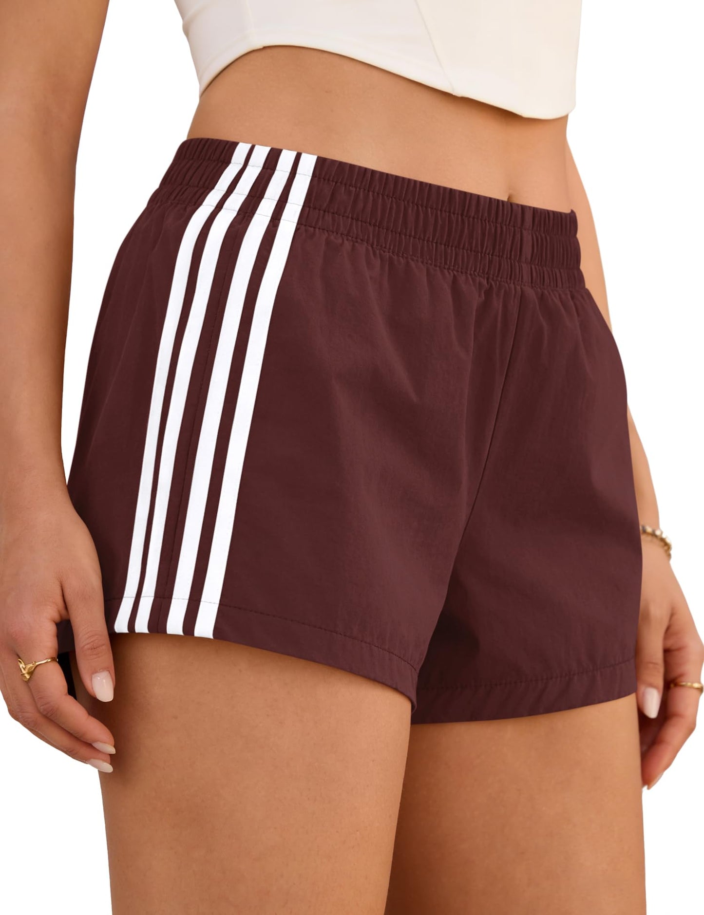 Womens Shorts Sweat Track Athletic Low Rise Micro Y2k UPF 50+ Short | Summer Side Stripes Shorts Workout Gym Running Cute Girls Athleisure Clothing