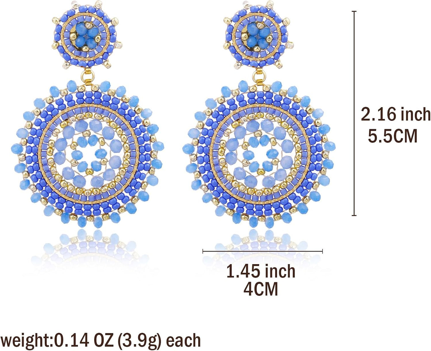 Beaded Earrings For Women Seed Bead Summer Beach Boho Statement Dangle Handmade Earrings Jewelry