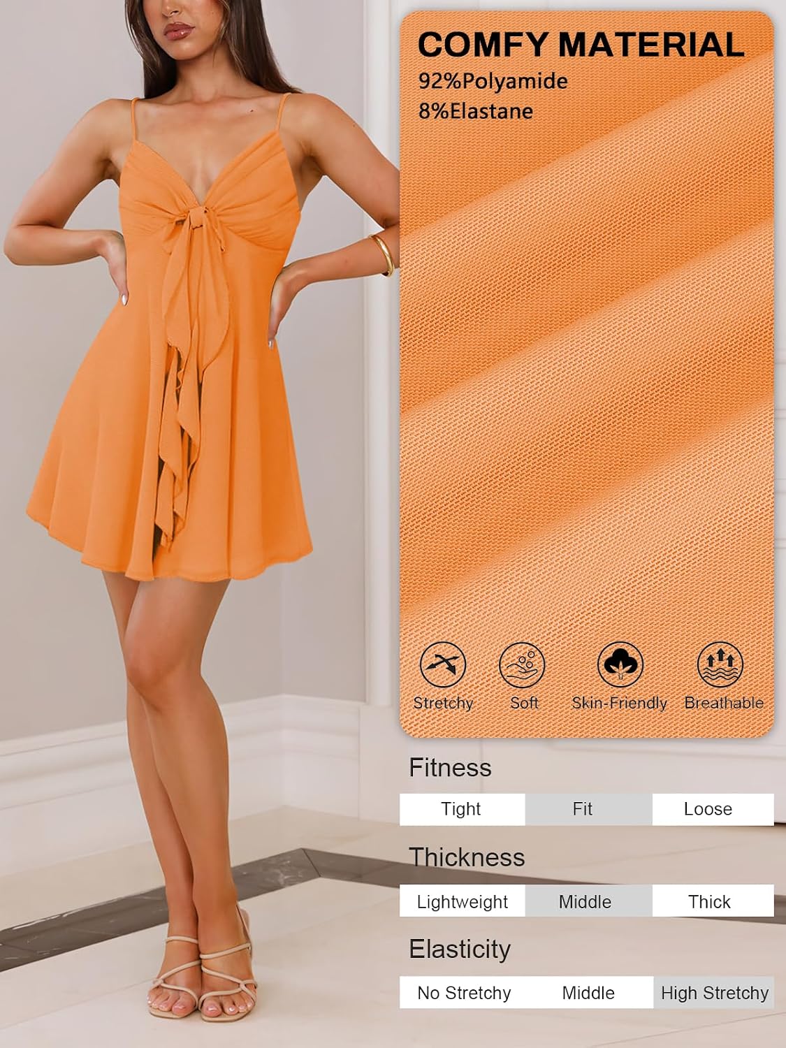 MIYIEONZ Women Flowy Mini Dress Sexy Sundress Short Dresses | Mesh,spaghetti strap,v neck,backless,bow,ruffle mini dresses,formal cute,spring,sunset hoco cocktail party going out outfits