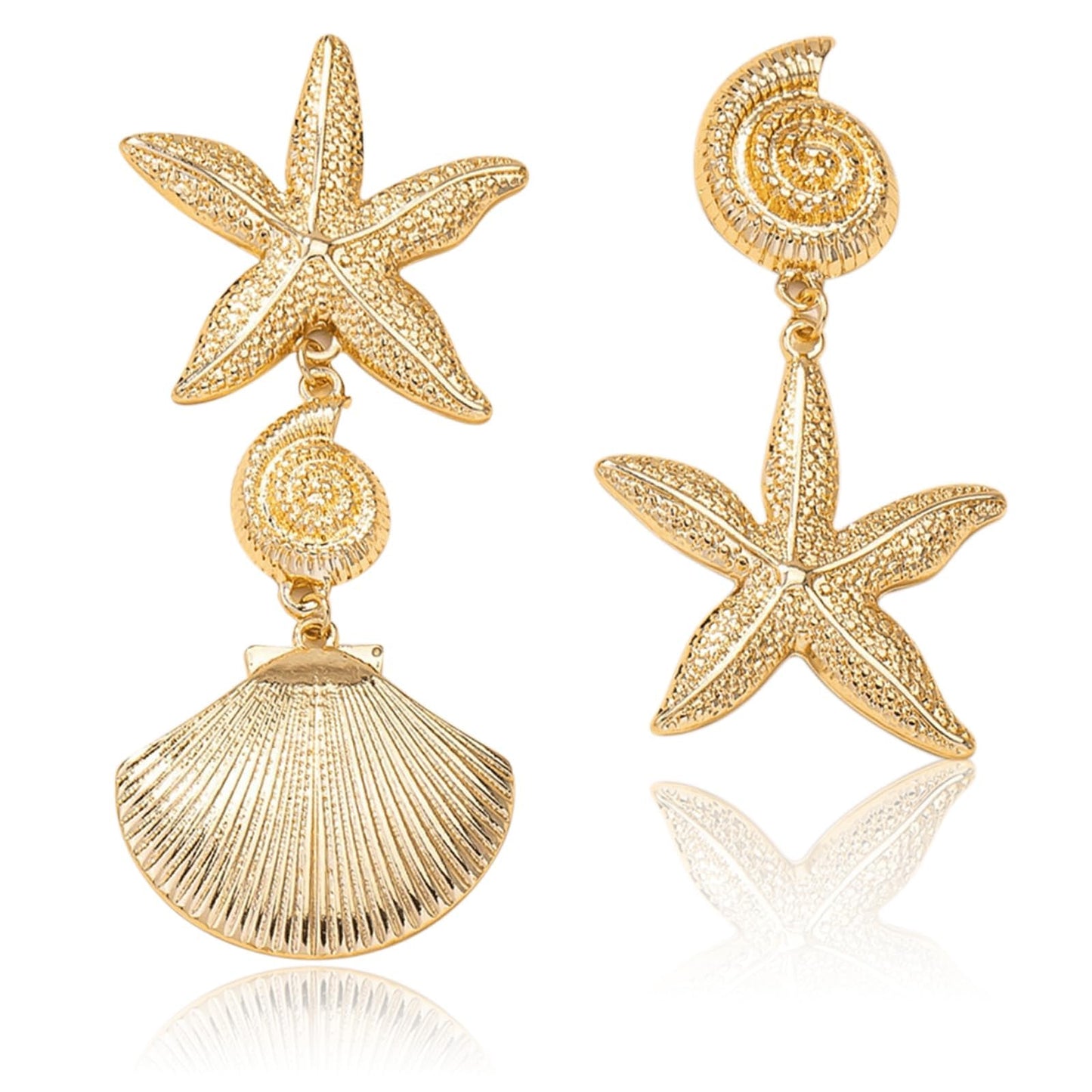 Seashell Starfish Earrings for Women Pearl Drop Beach Jewelry Ocean Themed Accessories for Tropical Vacation Outfits Summer Beachy Style Enhancer Boho Cruise Wear Sea Shell Dangle Dainty Statement