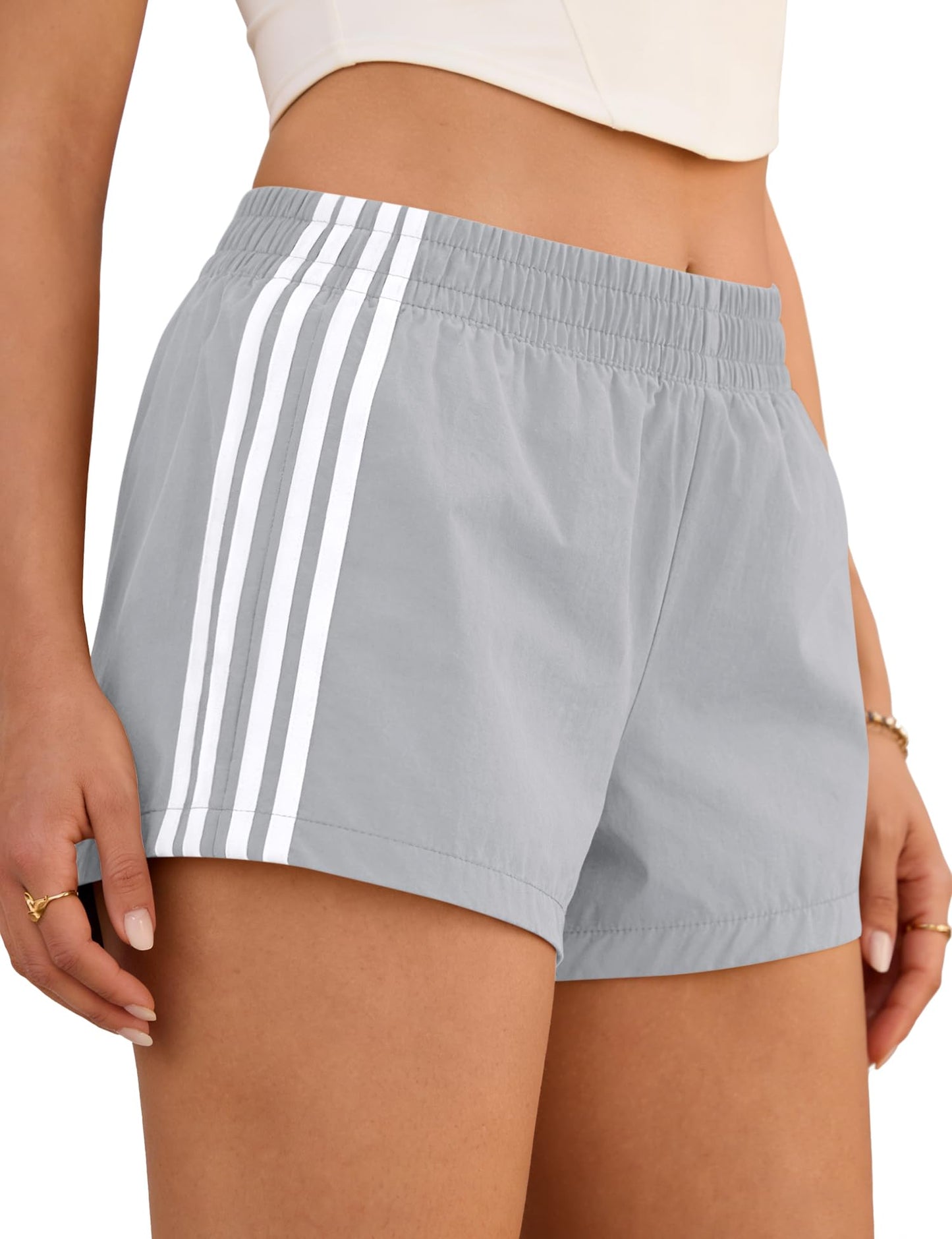 Womens Shorts Sweat Track Athletic Low Rise Micro Y2k UPF 50+ Short | Summer Side Stripes Shorts Workout Gym Running Cute Girls Athleisure Clothing