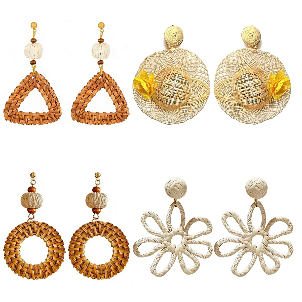 Vacation Statement Earrings for Women Acrylic Rattan Earrings | Summer Beach Earrings