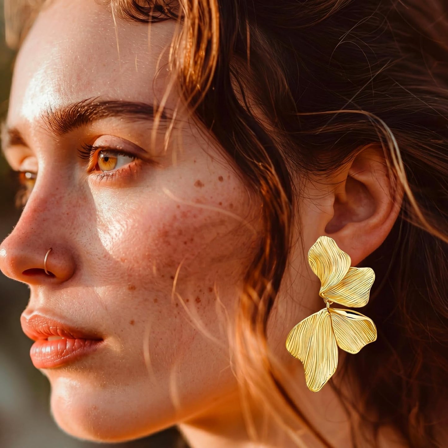 Nosiny 8 Pairs Chunky Gold Beach Earrings for Women Statement Starfish Seashell Flower Summer Earring Fashion Jewelry Set