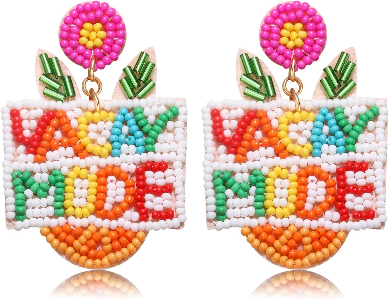 VACAY MODE Earrings Summer Pineapple Beaded Earrings Colorful Pineapple Earrings Statement Summer Beach Jewelry Gifts