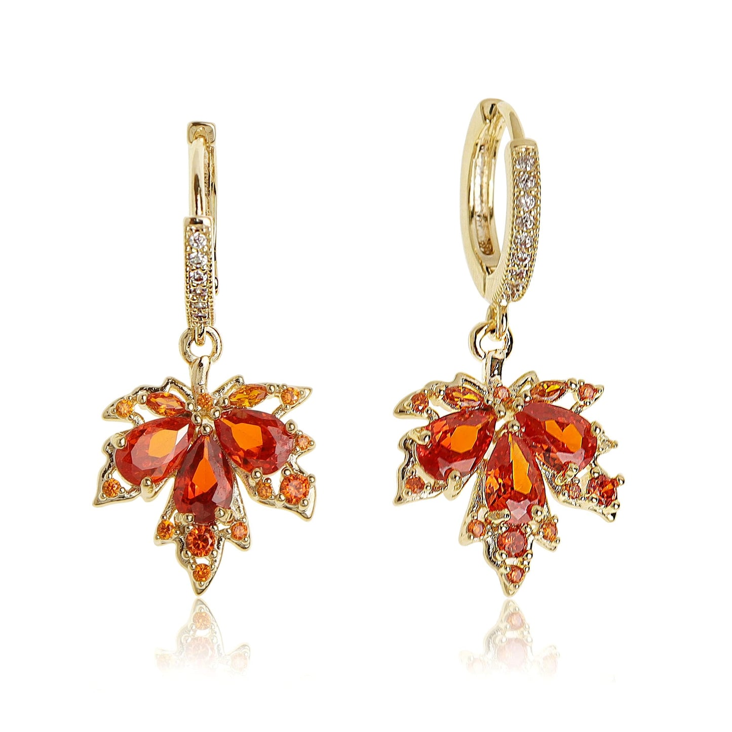 Jean Beau Gold Hoop Dangle Earrings for Women, Trendy Dainty Rhinestone CZ Christmas Tree Clover Starfish Drop Earrings Fashion Holiday Party Jewelry Gift