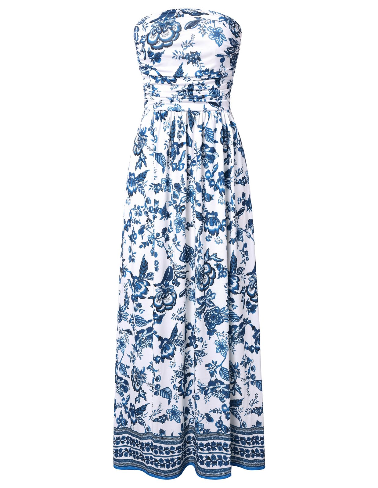 GRACE KARIN Women Strapless Dress Casual Loose Ruched Long Maxi Dress with Pockets
