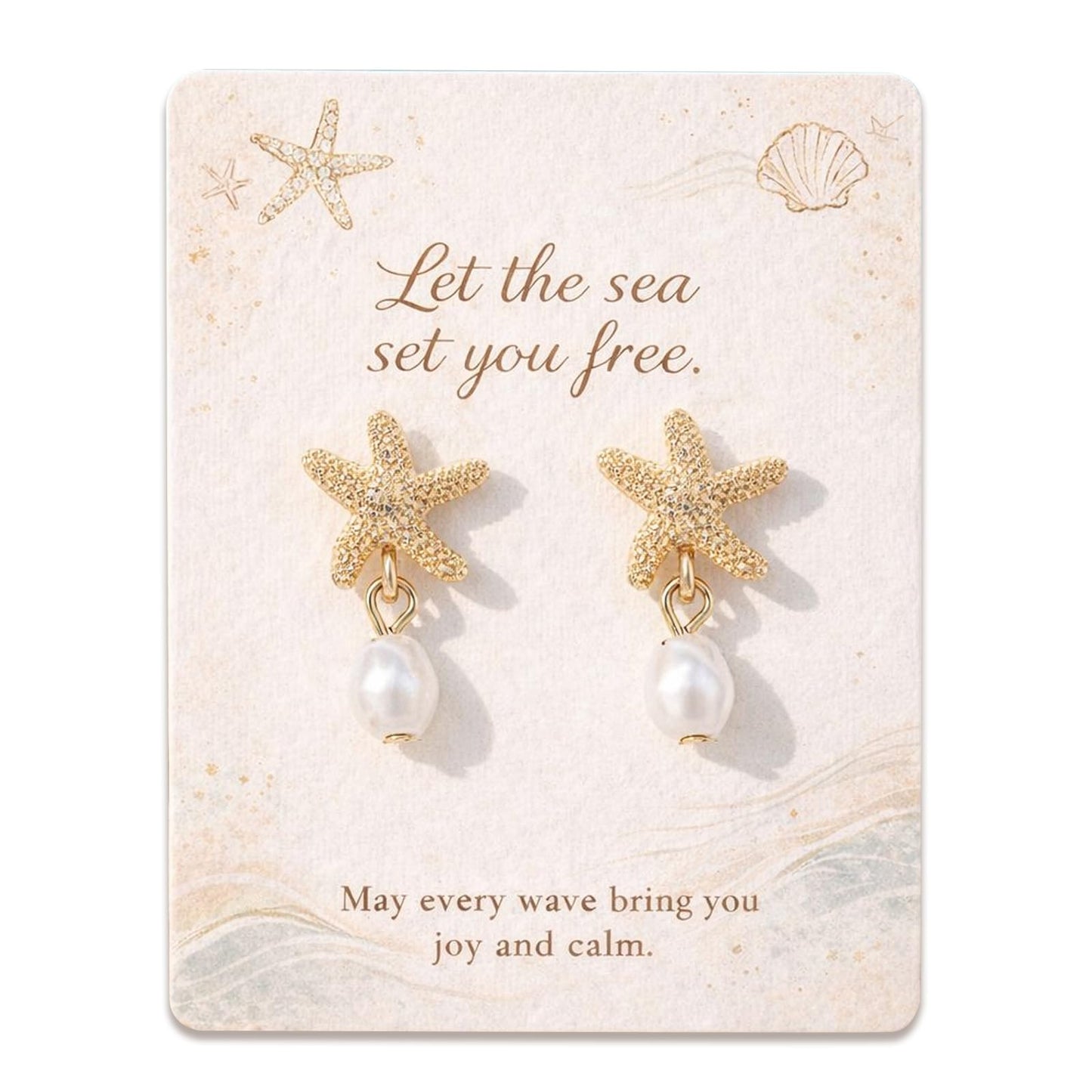 Starfish Earrings for Women Vacation Earrings Gold Pearl Sea Shell Dangle Beach Summer Ocean Jewelry Gifts Coastal Style