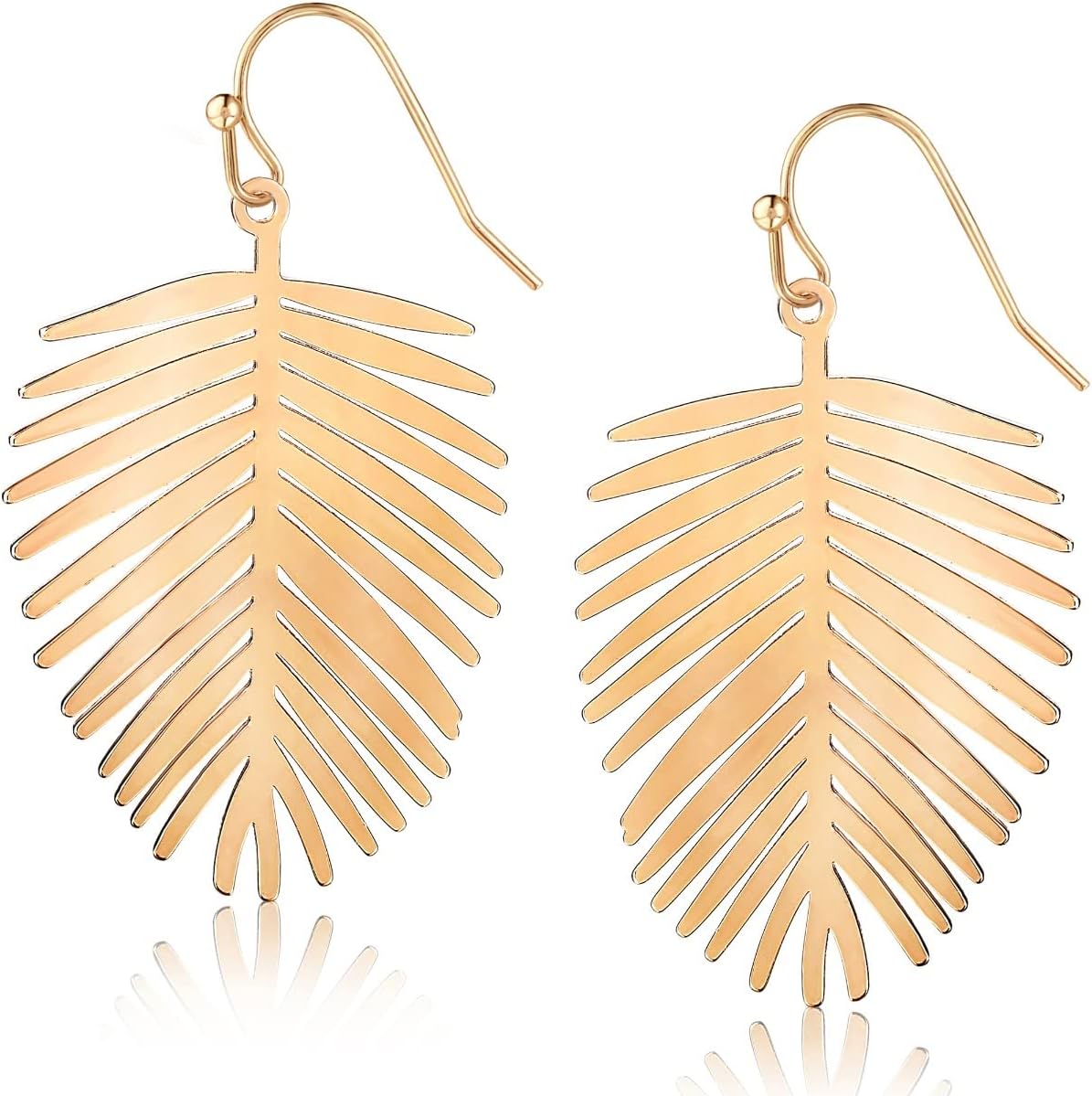 Palm Leaf Earrings for Women - Boho Tropical Dangle Earrings | Plated in Gold Tone or Silver Tone