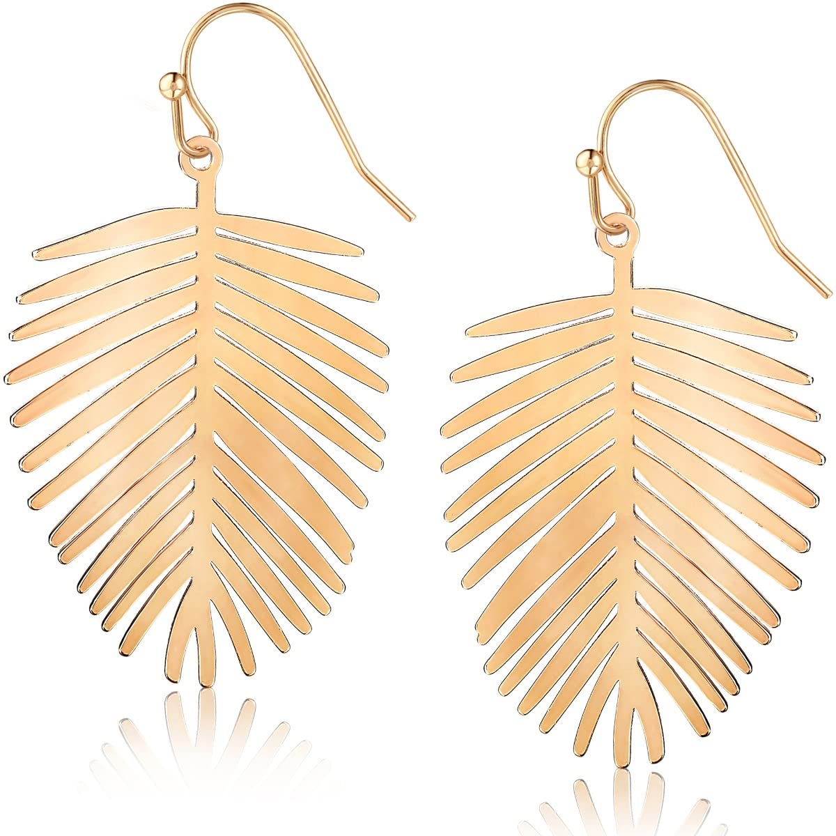 Palm Leaf Earrings for Women - Boho Tropical Dangle Earrings | Plated in Gold Tone or Silver Tone