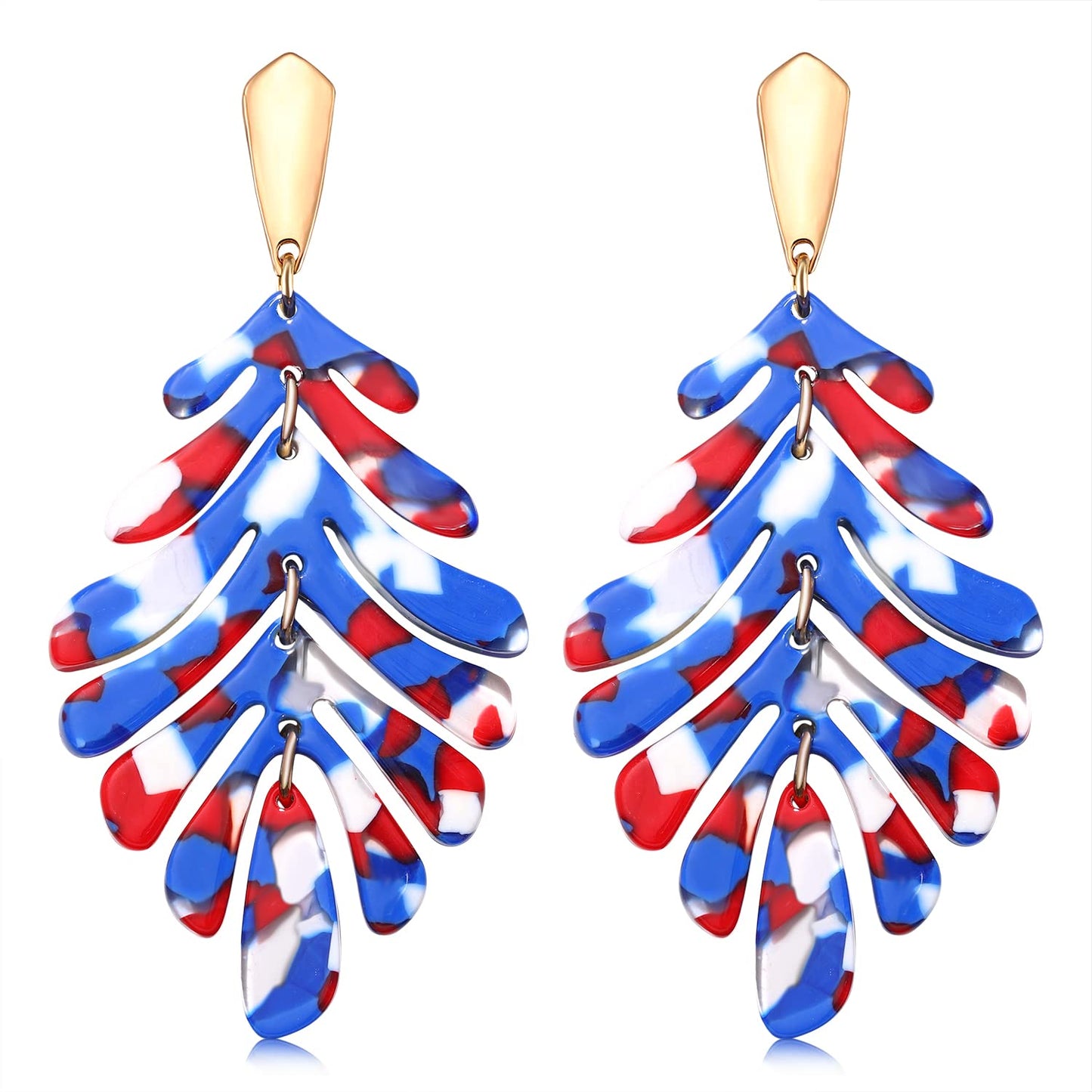 Acrylic Pendant necklace Earrings – Long Statement Leaf Charm Necklace Tortoise Resin Palm Leaf Earrings Fashion Necklaces Earrings for Women